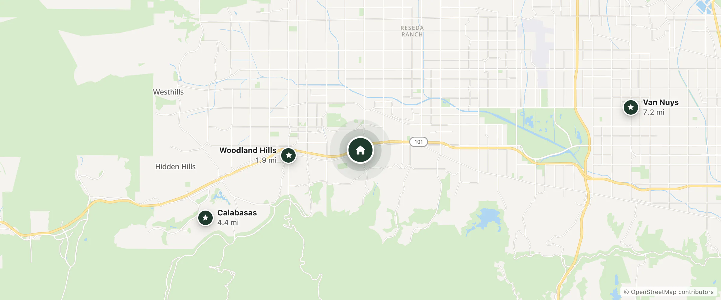 Map of 818 Hotel + Pool, Ascend Hotel Collection and nearby Woodland Hills, Calabasas and Van Nuys