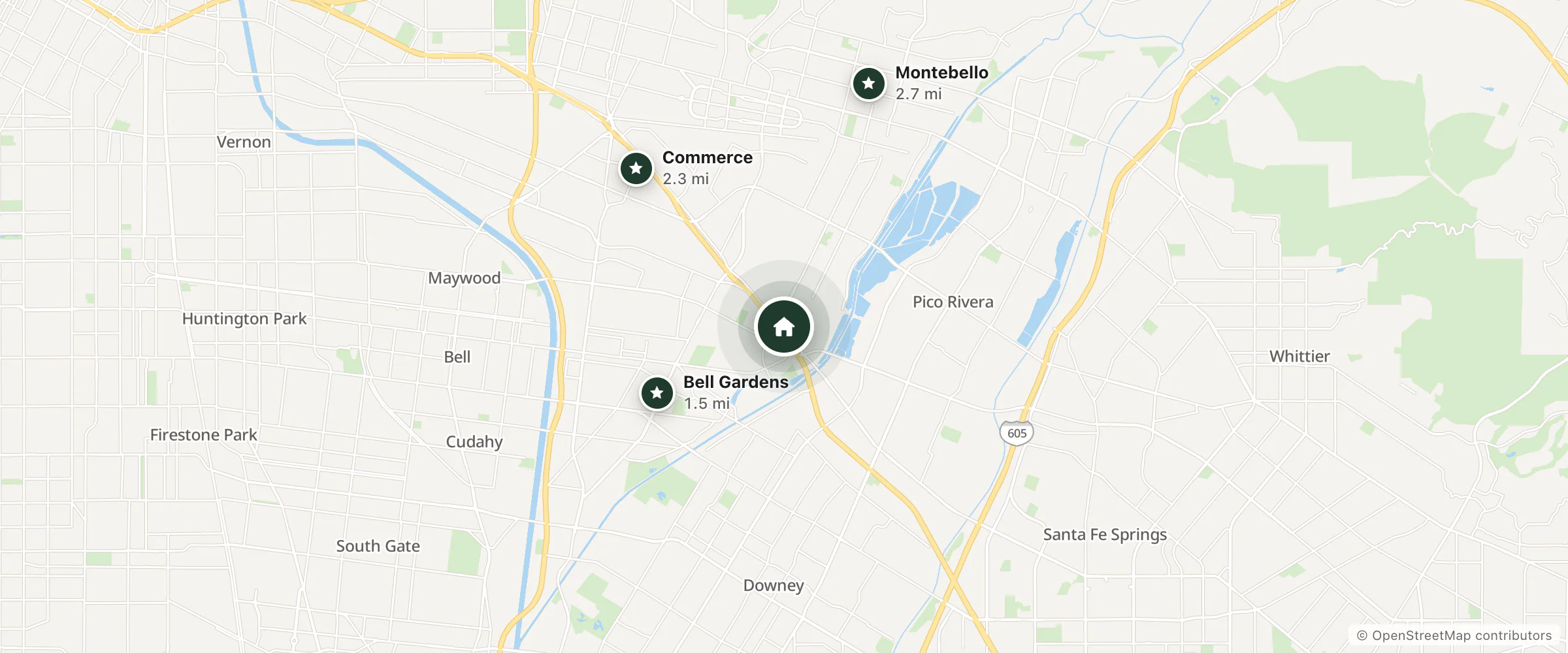 Map of Best Star Inn and nearby Bell Gardens, Commerce and Montebello