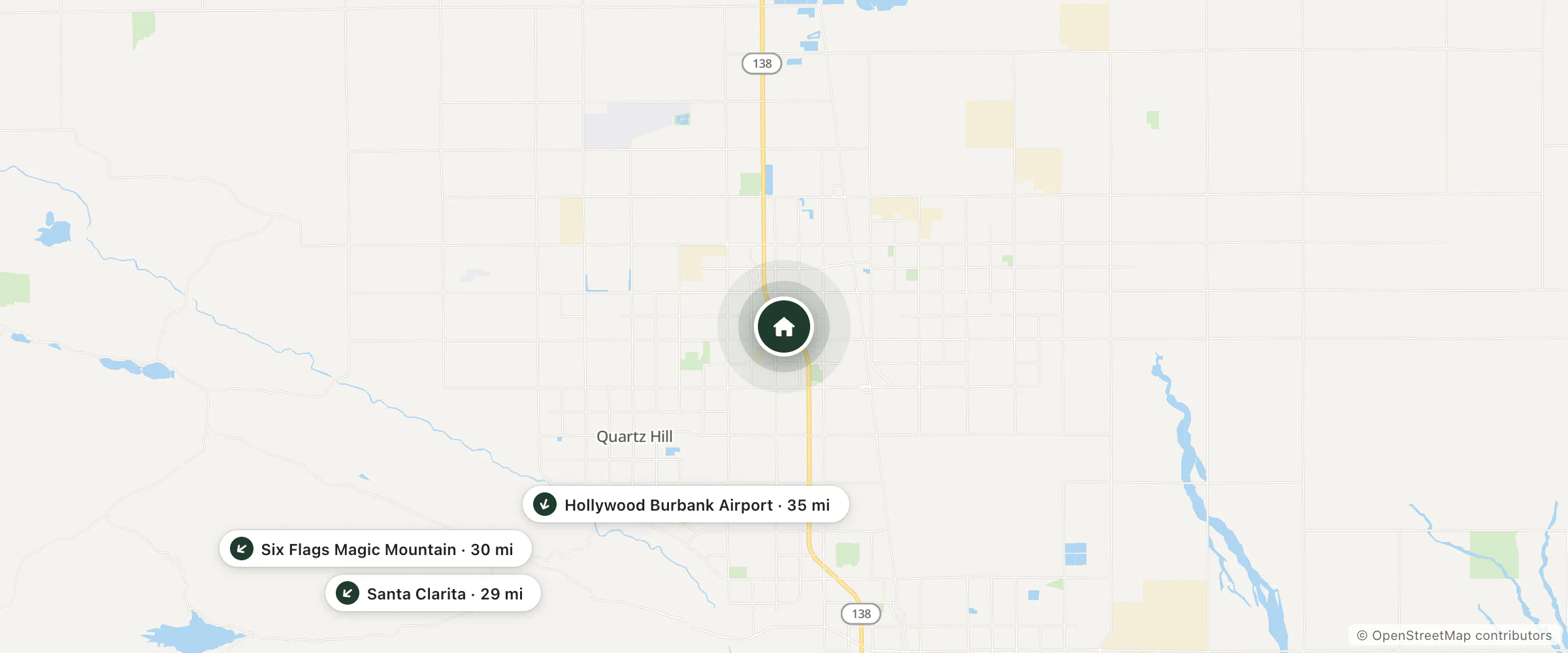Map of Comfort Inn & Suites Lancaster Antelope Valley and nearby Santa Clarita, Six Flags Magic Mountain and Hollywood Burbank Airport