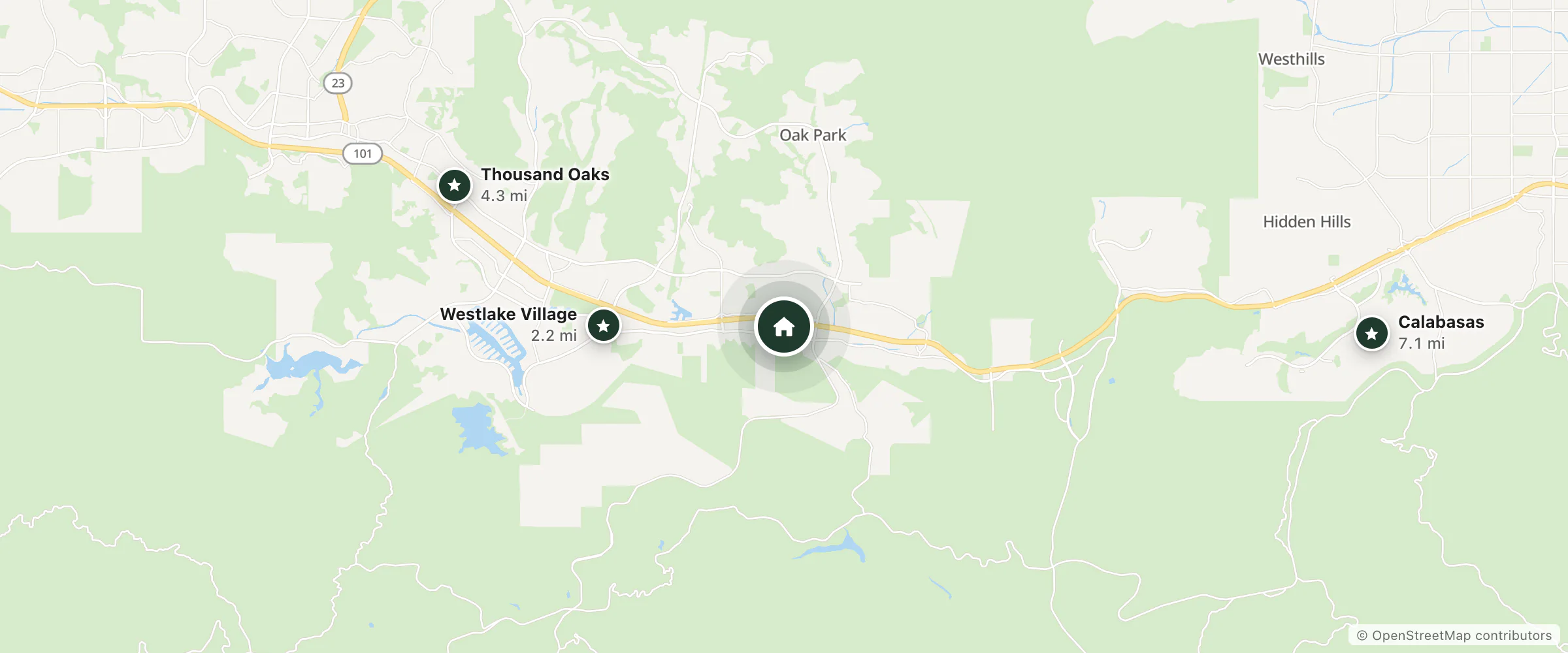 Map of Courtyard by Marriott Thousand Oaks Agoura Hills and nearby Westlake Village, Thousand Oaks and Calabasas