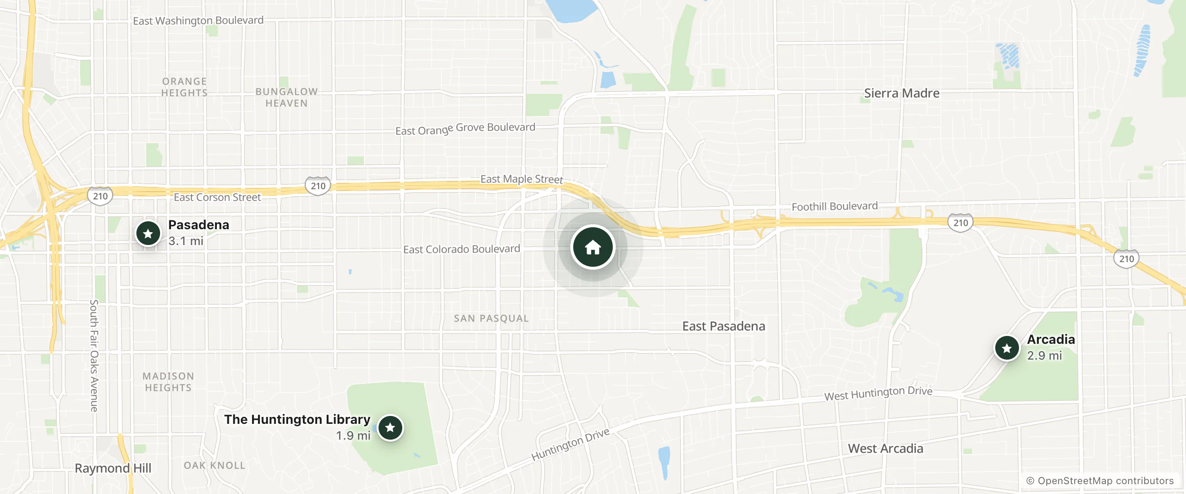 Map of Best Western Plus-Eagle Rock Inn and nearby The Huntington Library, Arcadia and Pasadena