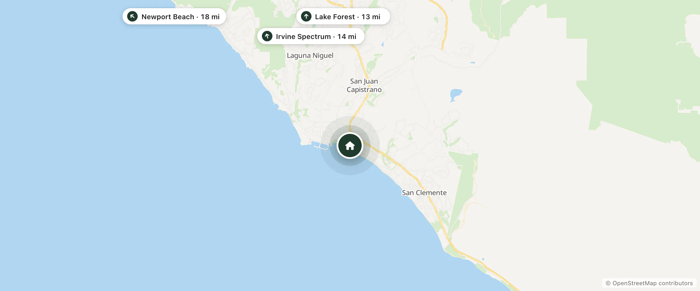 Map of Hilton Vacation Club Riviera Beach & Shores and nearby Lake Forest, Irvine Spectrum and Newport Beach