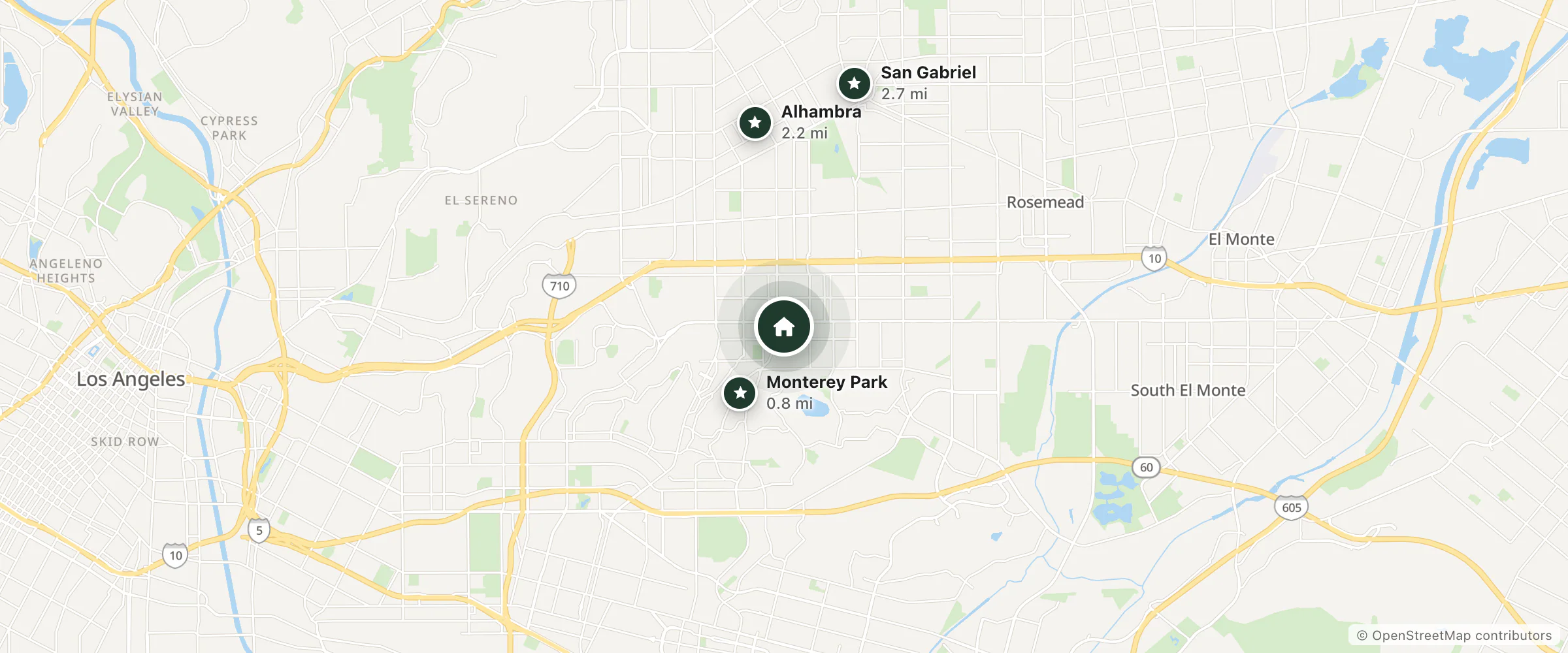 Map of (林肯酒店)Lincoln Hotel and nearby Monterey Park, Alhambra and San Gabriel
