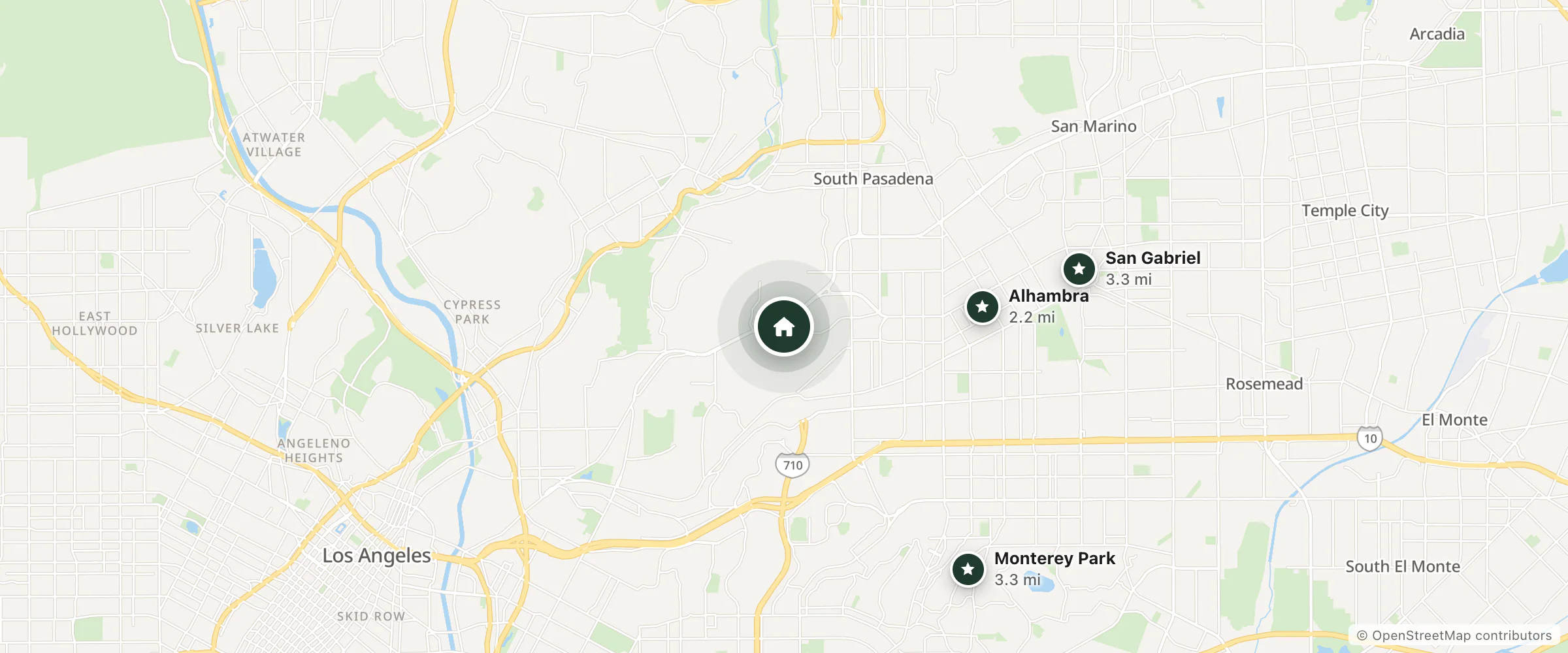 Map of Super 8 by Wyndham Los Angeles/Alhambra and nearby Alhambra, San Gabriel and Monterey Park