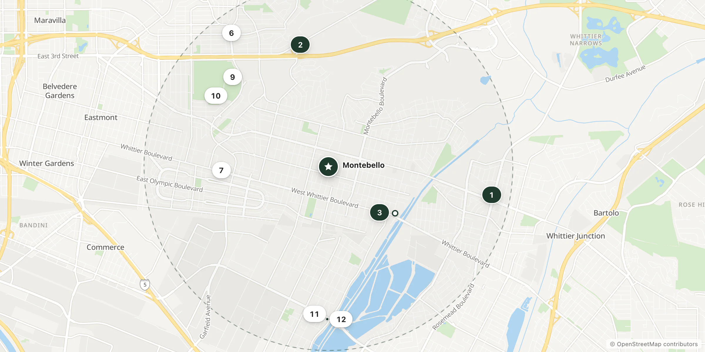 Map of hotels near Montebello
