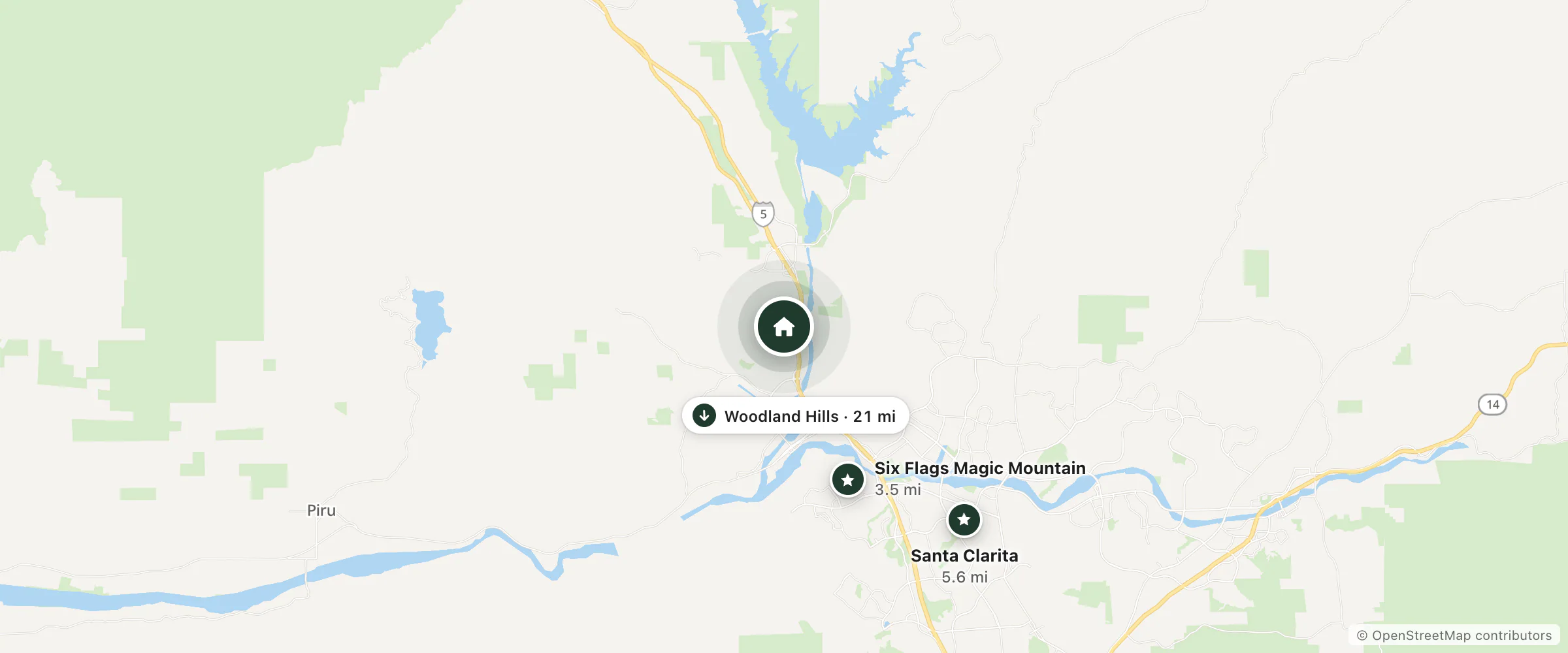 Map of Malcomb Bed & Breakfast Inn and nearby Six Flags Magic Mountain, Santa Clarita and Woodland Hills