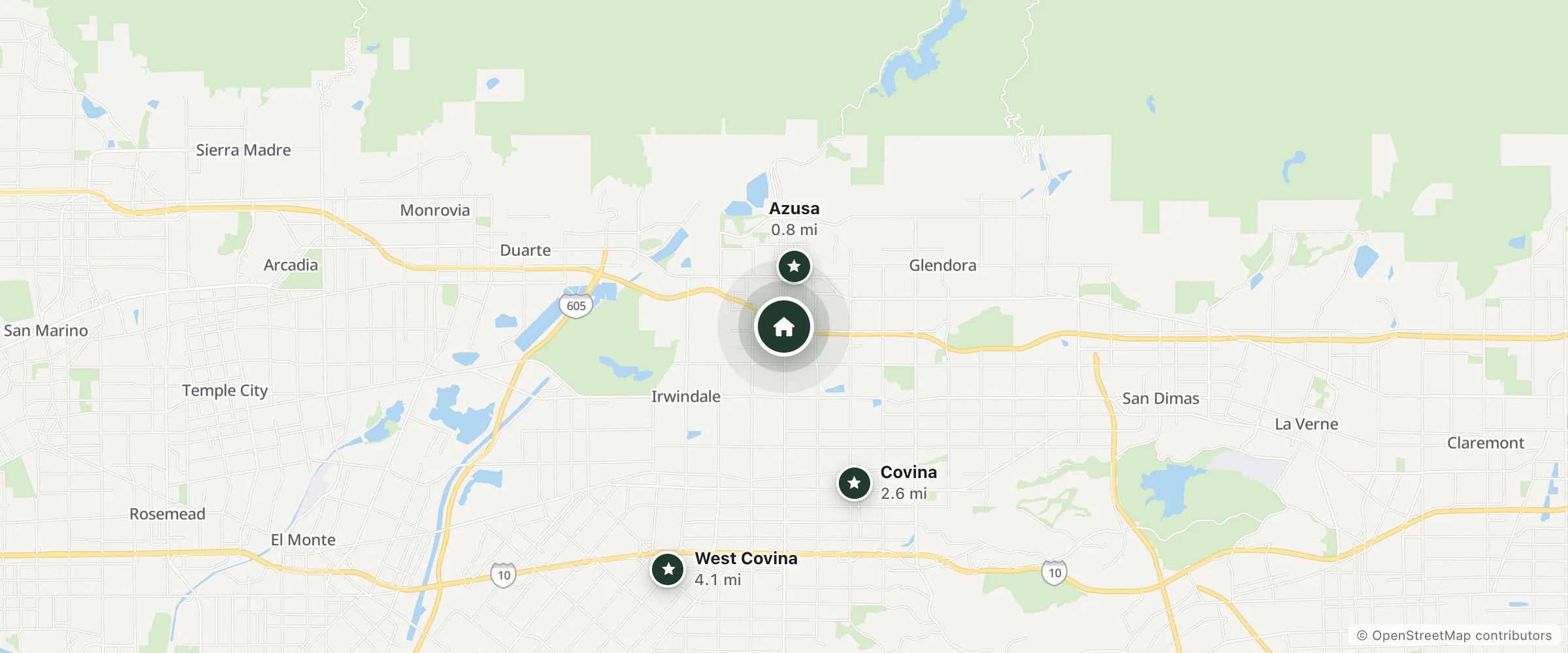 Map of Super 8 and nearby Azusa, Covina and West Covina