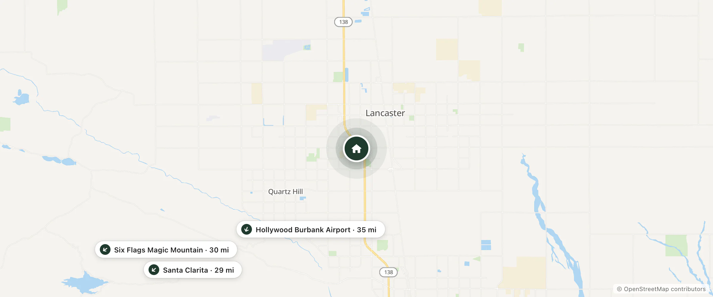 Map of Motel 6 and nearby Santa Clarita, Six Flags Magic Mountain and Hollywood Burbank Airport