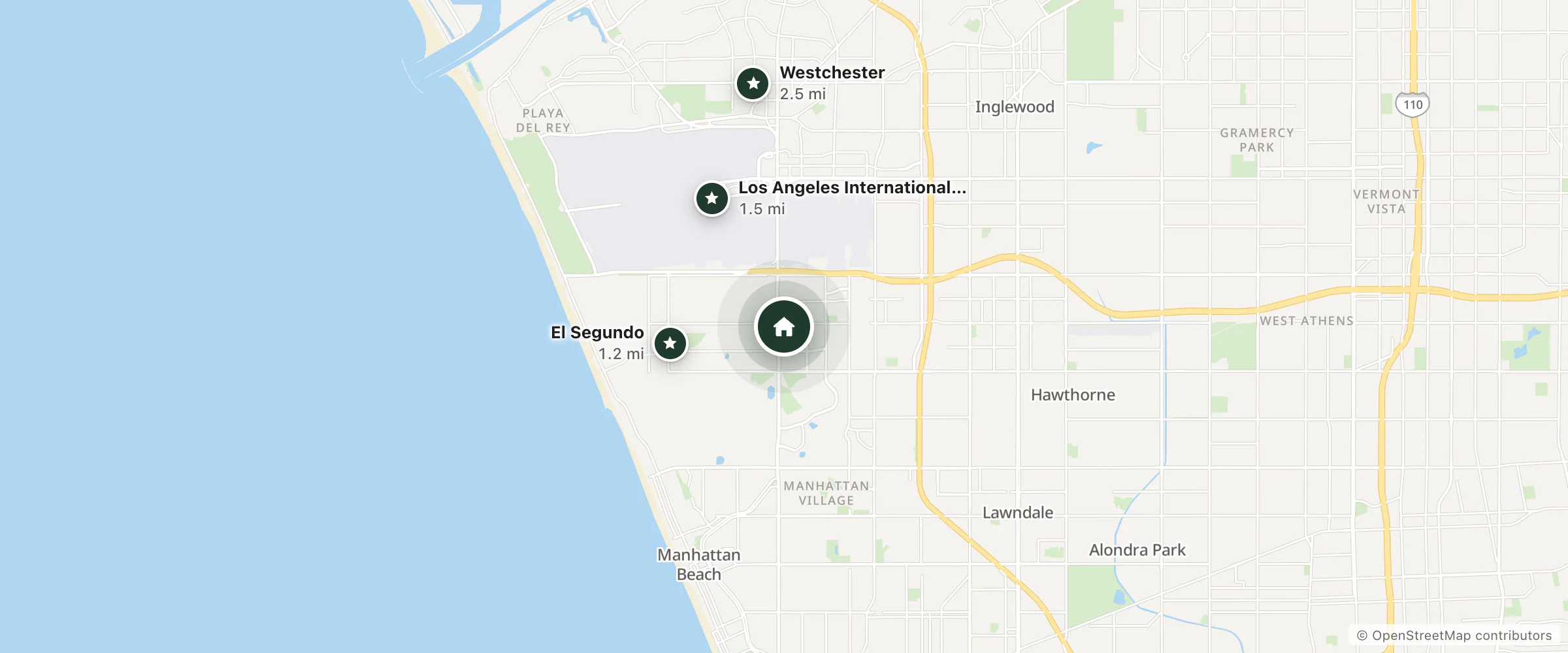 Map of Extended Stay America and nearby El Segundo, Los Angeles International Airport and Westchester