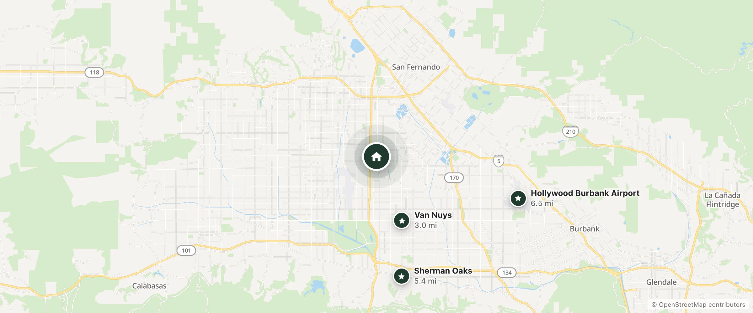 Map of Econo Motor Inn and nearby Van Nuys, Sherman Oaks and Hollywood Burbank Airport