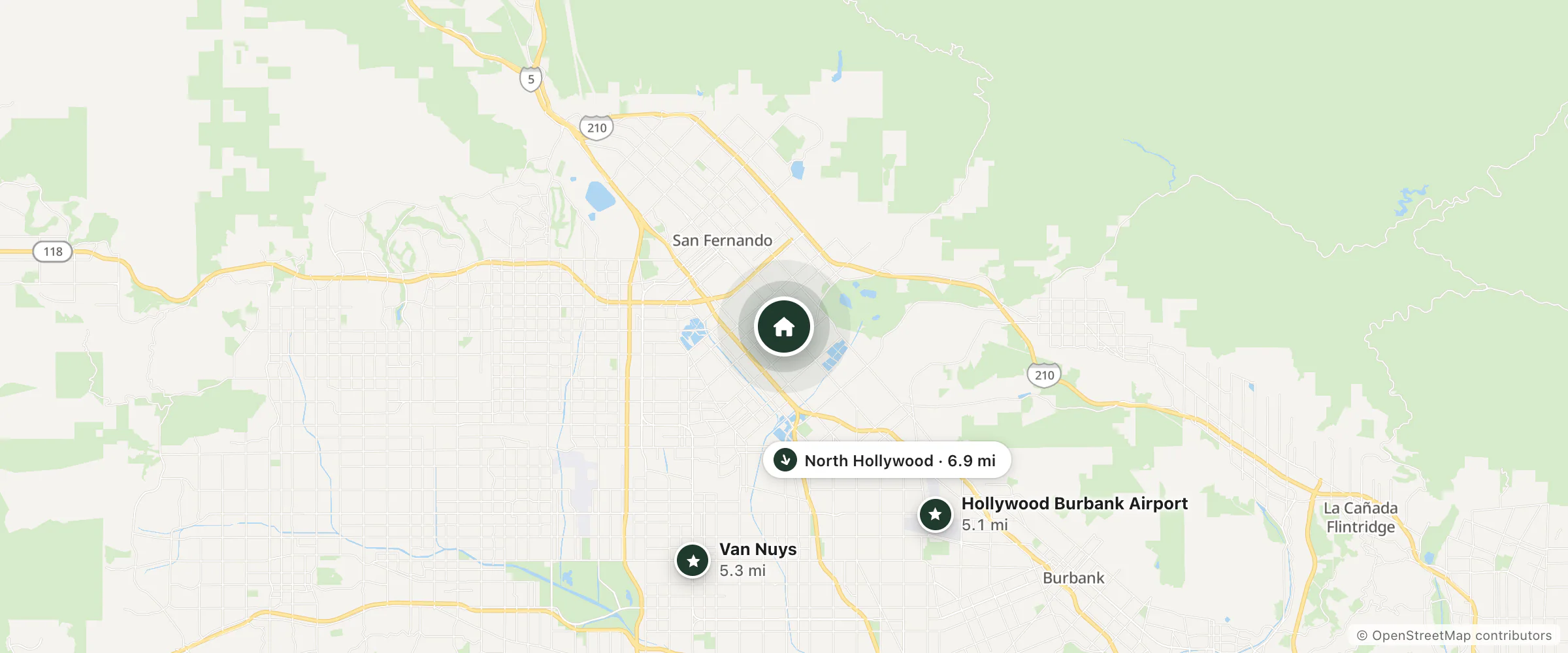 Map of Valley Motel and nearby Hollywood Burbank Airport, Van Nuys and North Hollywood
