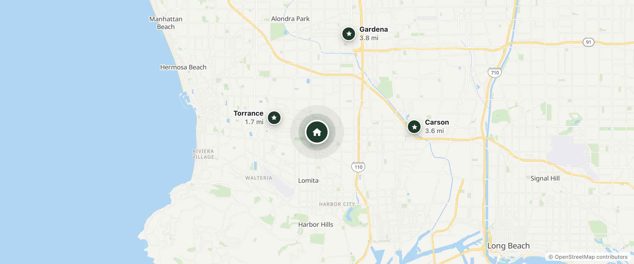 Map of Pride Hotel and nearby Torrance, Carson and Gardena