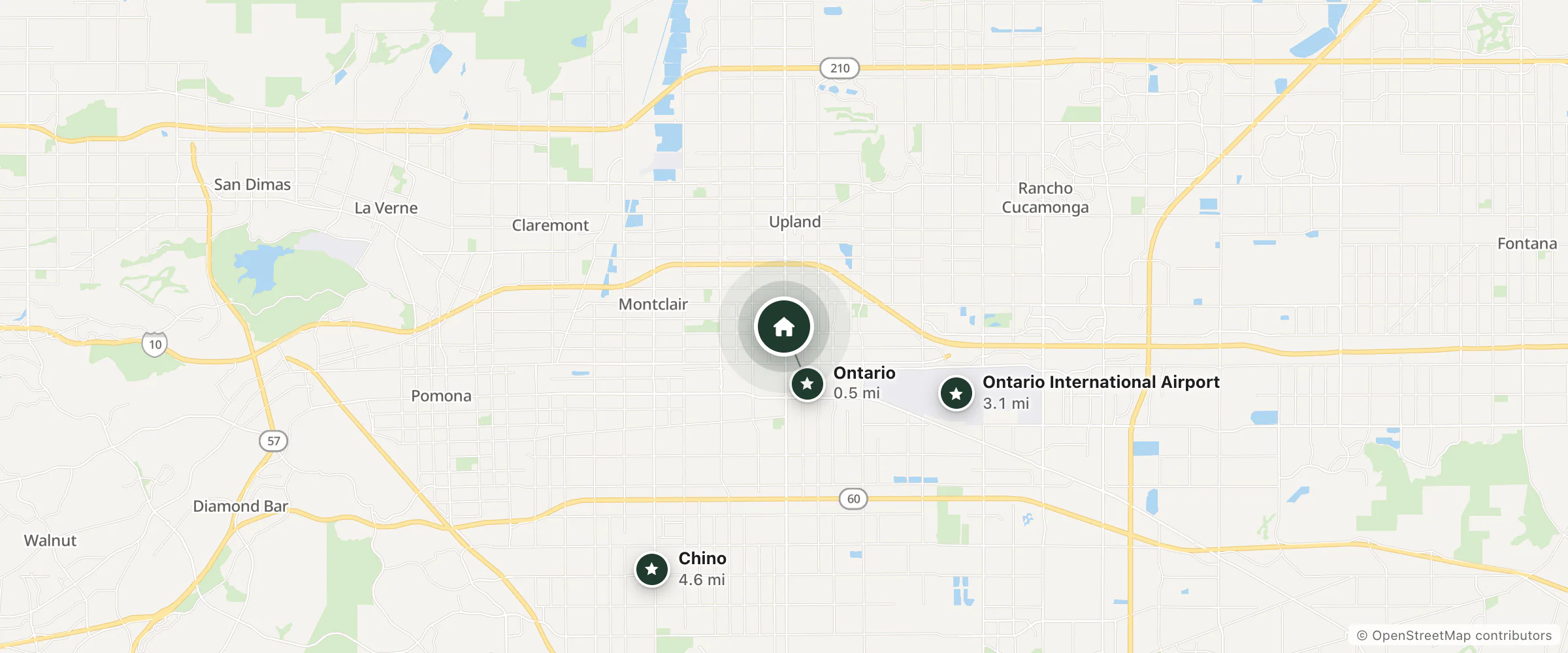 Map of American Inn and nearby Ontario, Ontario International Airport and Chino