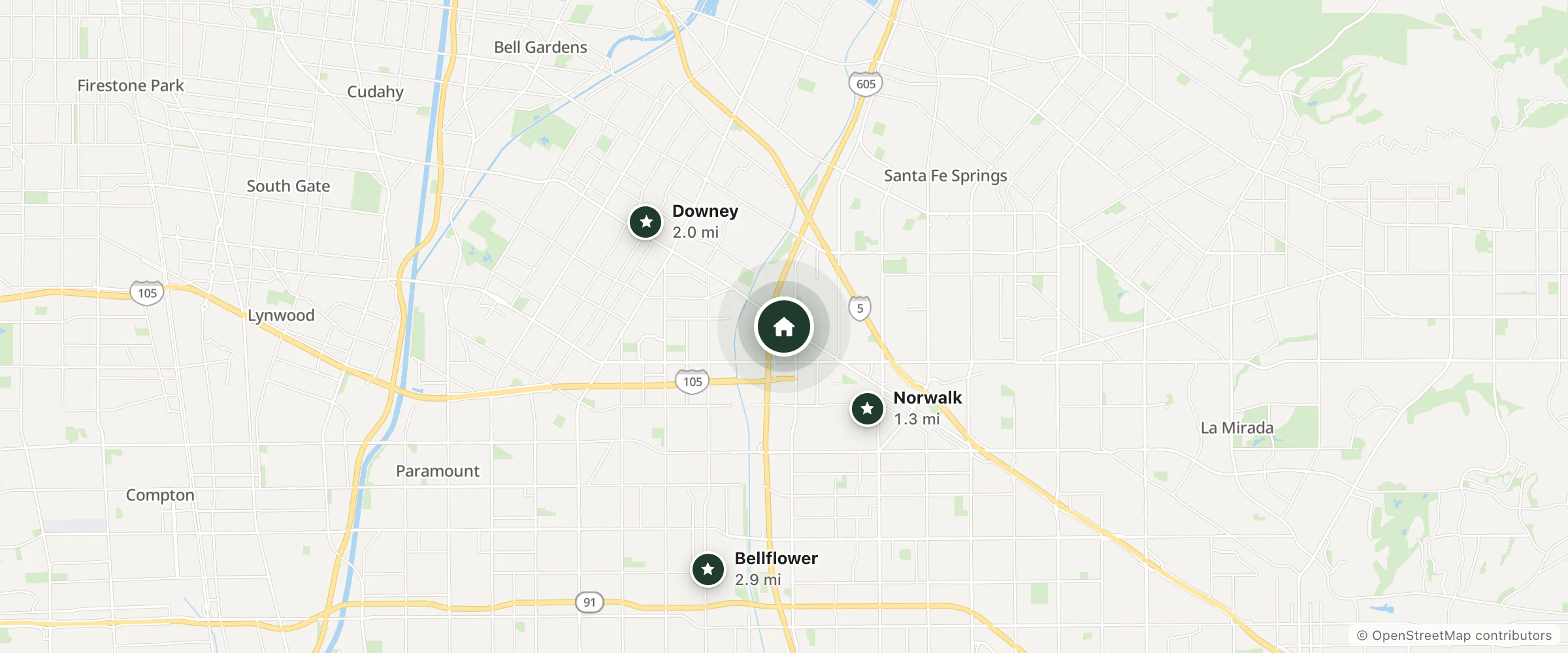 Map of Best Western Norwalk Inn and nearby Norwalk, Downey and Bellflower
