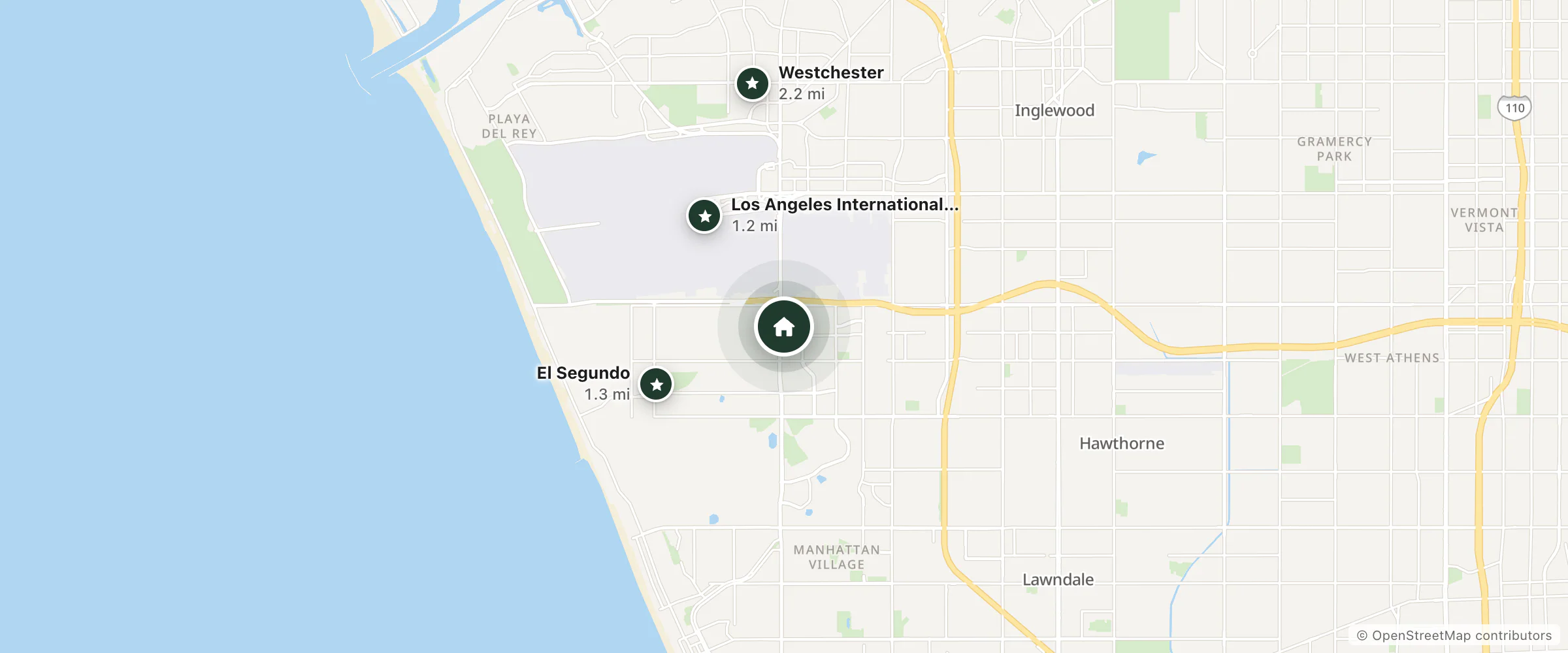 Map of Hampton Inn and Suites LAX El Segundo and nearby Los Angeles International Airport, El Segundo and Westchester