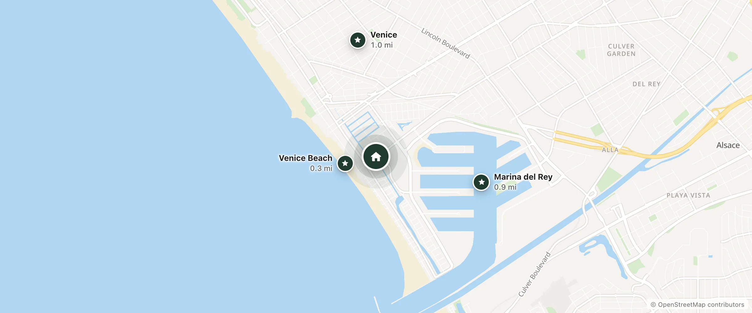 Map of Inn at Venice Beach and nearby Venice Beach, Marina del Rey and Venice
