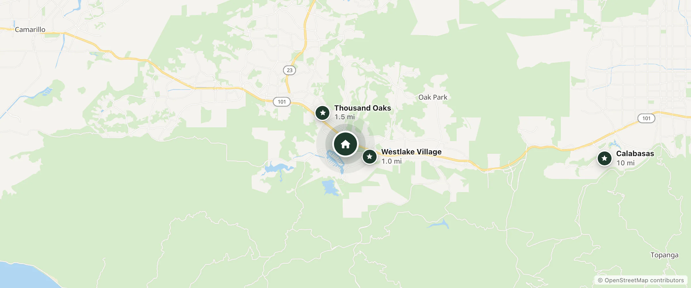 Map of The Urban Manor - California and nearby Westlake Village, Thousand Oaks and Calabasas