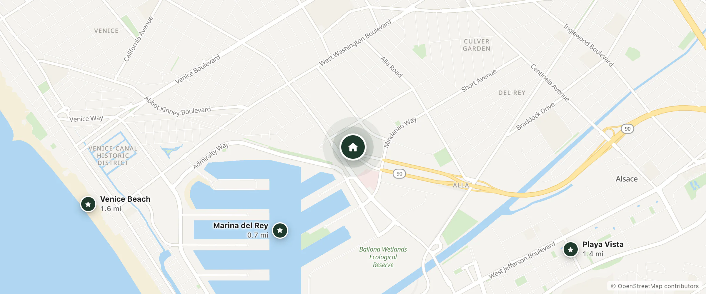 Map of The Marriott - Marina del Rey and nearby Marina del Rey, Playa Vista and Venice Beach