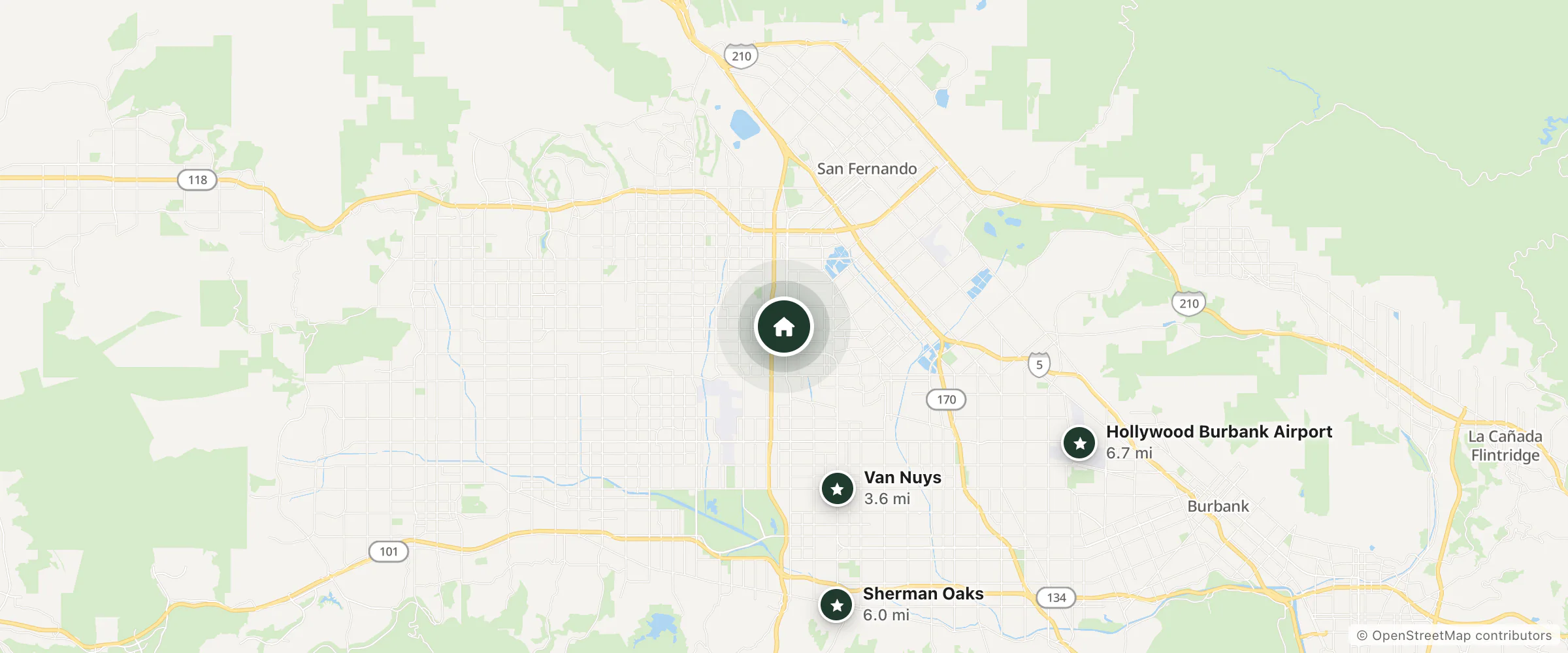 Map of Midtown Inn and nearby Van Nuys, Sherman Oaks and Hollywood Burbank Airport