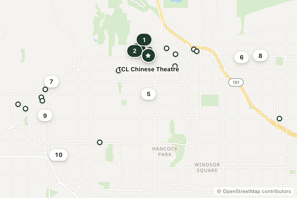 Map of the top 25 hotels for this question around TCL Chinese Theatre
