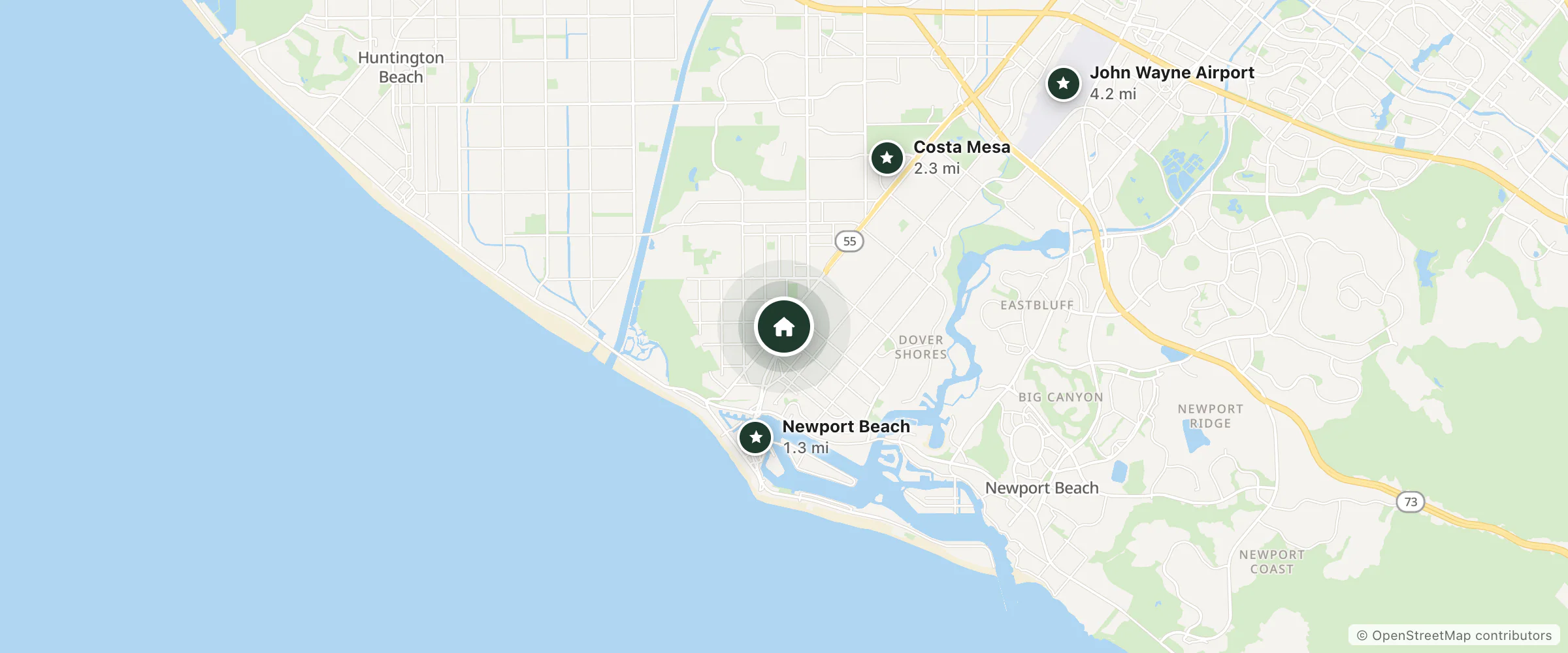 Map of Ramada Costa Mesa/Newport Beach and nearby Newport Beach, Costa Mesa and John Wayne Airport
