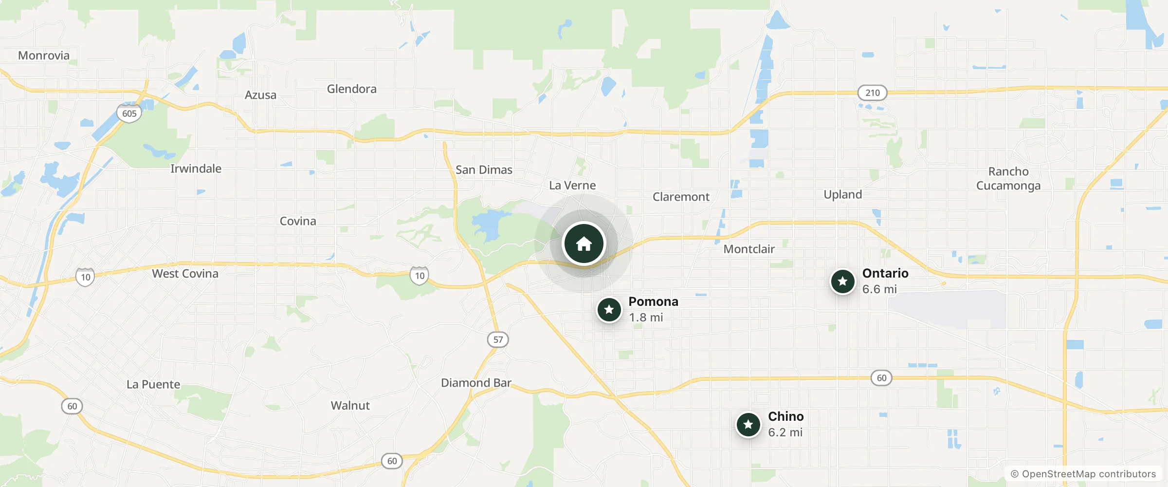 Map of Sheraton Fairplex Suites & Conference Center and nearby Pomona, Chino and Ontario