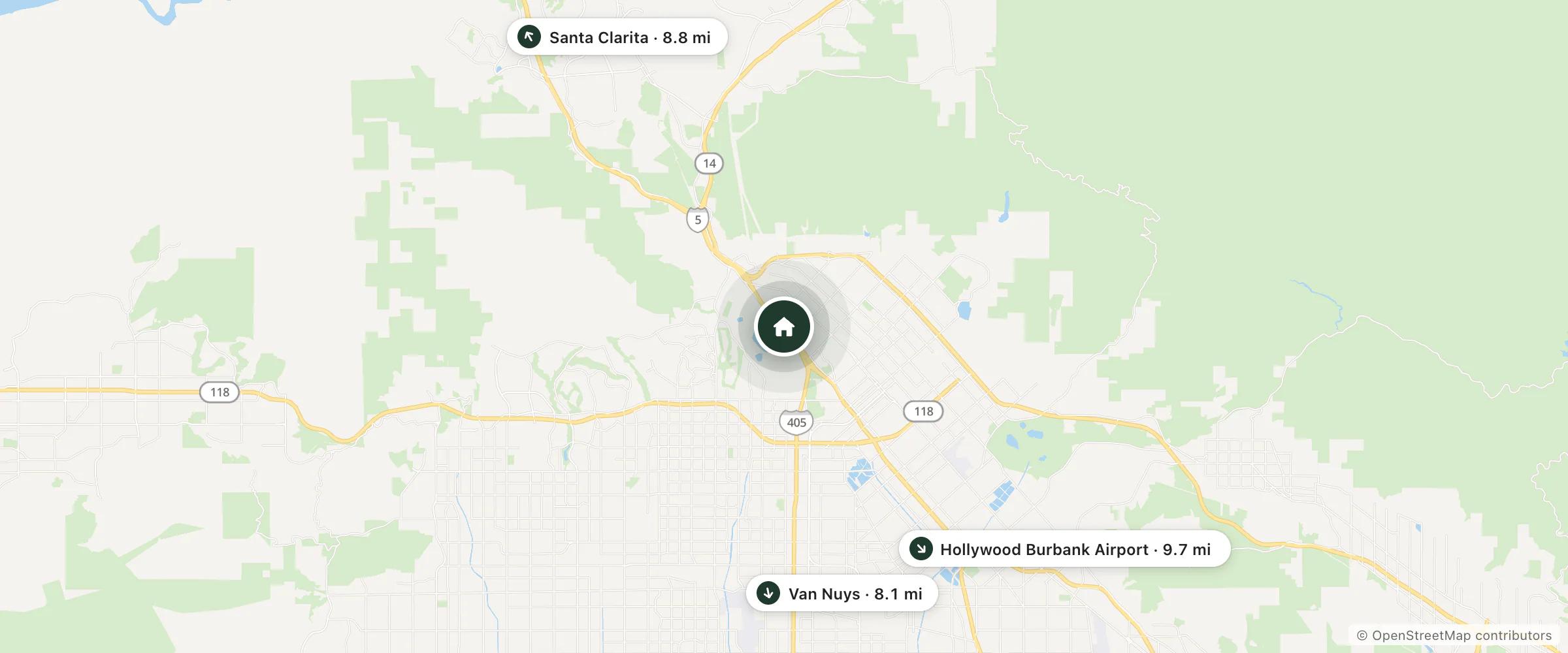 Map of Motel 6 and nearby Van Nuys, Santa Clarita and Hollywood Burbank Airport