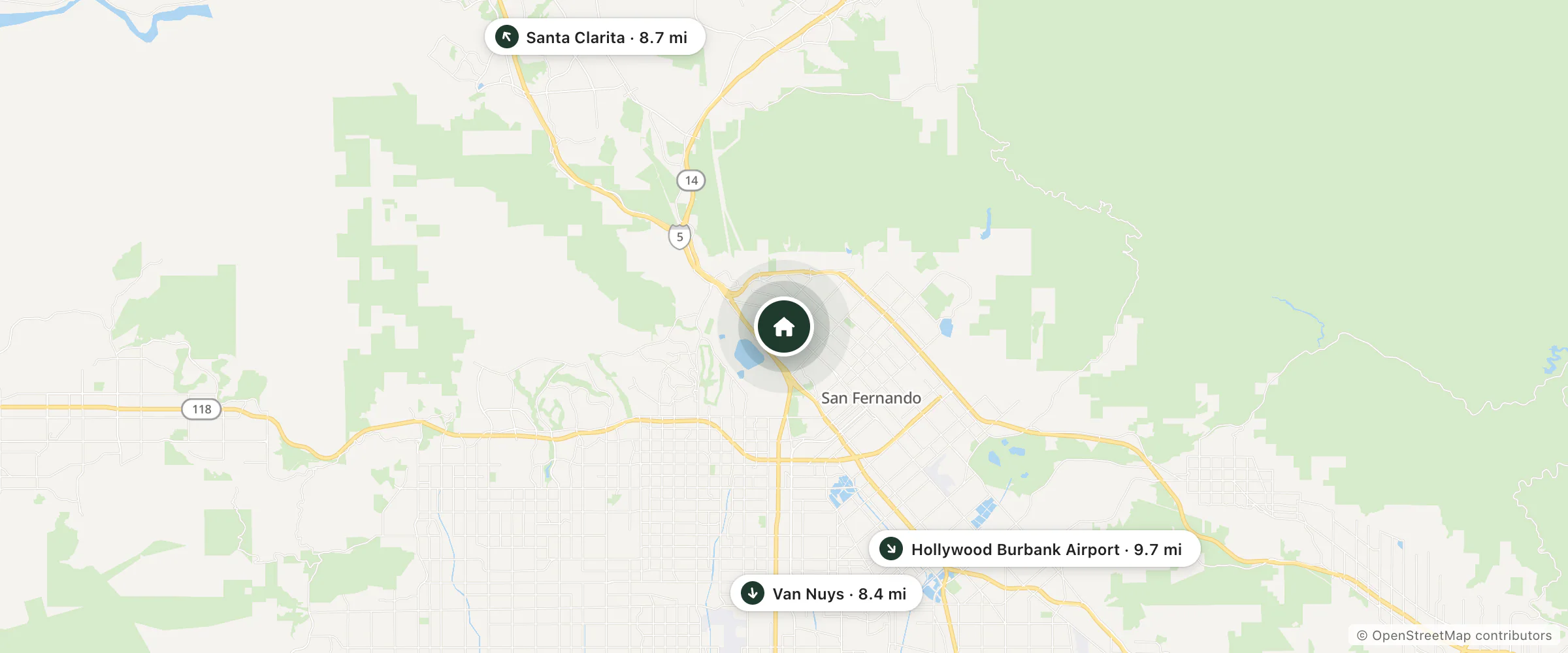 Map of Delmonico Motel and nearby Van Nuys, Santa Clarita and Hollywood Burbank Airport