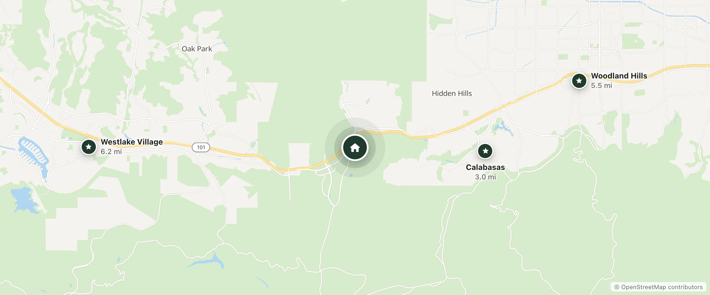 Map of Cambria Hotel Calabasas - Malibu and nearby Calabasas, Woodland Hills and Westlake Village