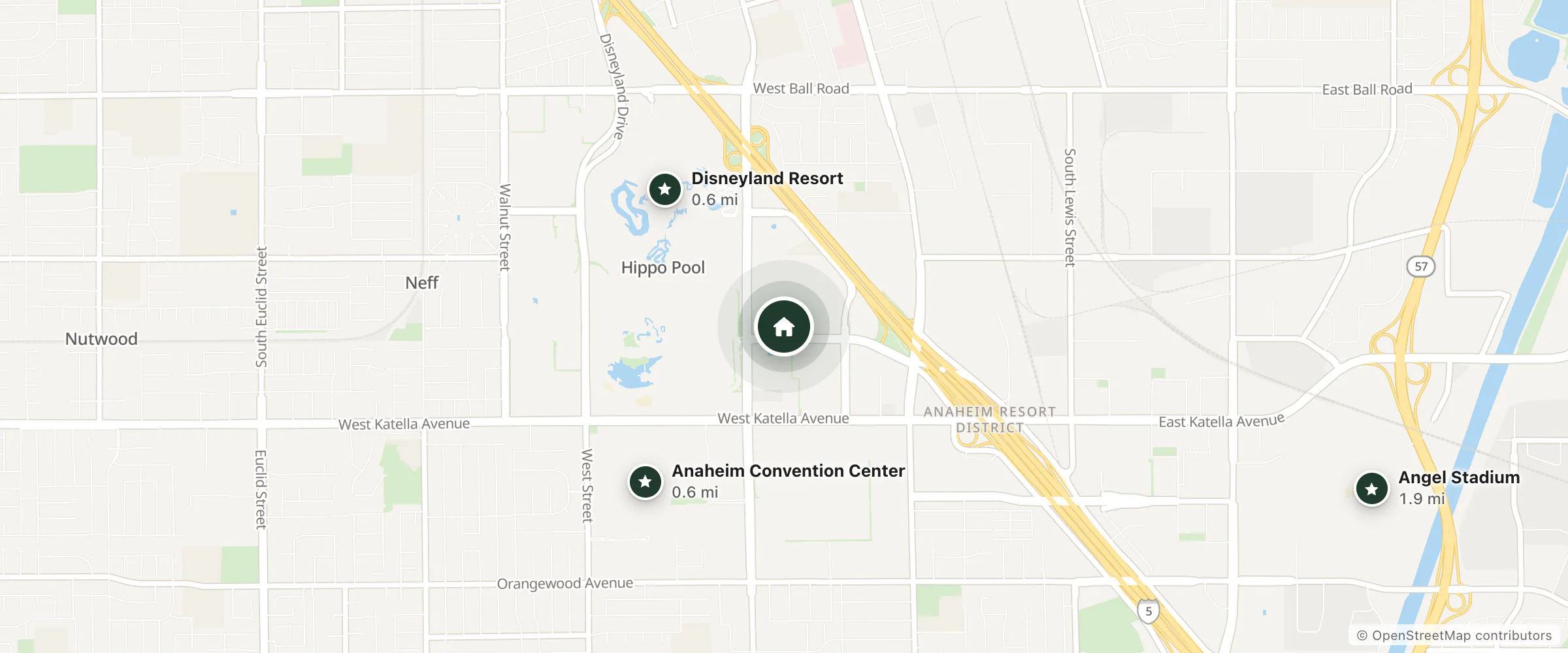 Map of Ramada Maingate - At The Park and nearby Disneyland Resort, Anaheim Convention Center and Angel Stadium