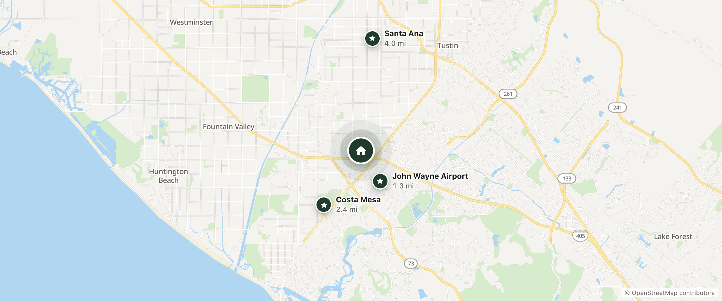 Map of Wyndham Hotel and nearby John Wayne Airport, Costa Mesa and Santa Ana
