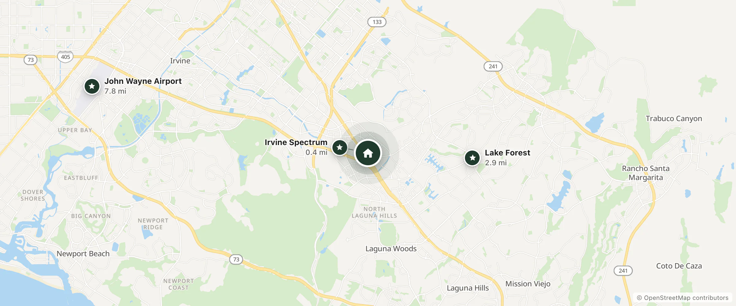 Map of Extended Stay America and nearby Irvine Spectrum, Lake Forest and John Wayne Airport