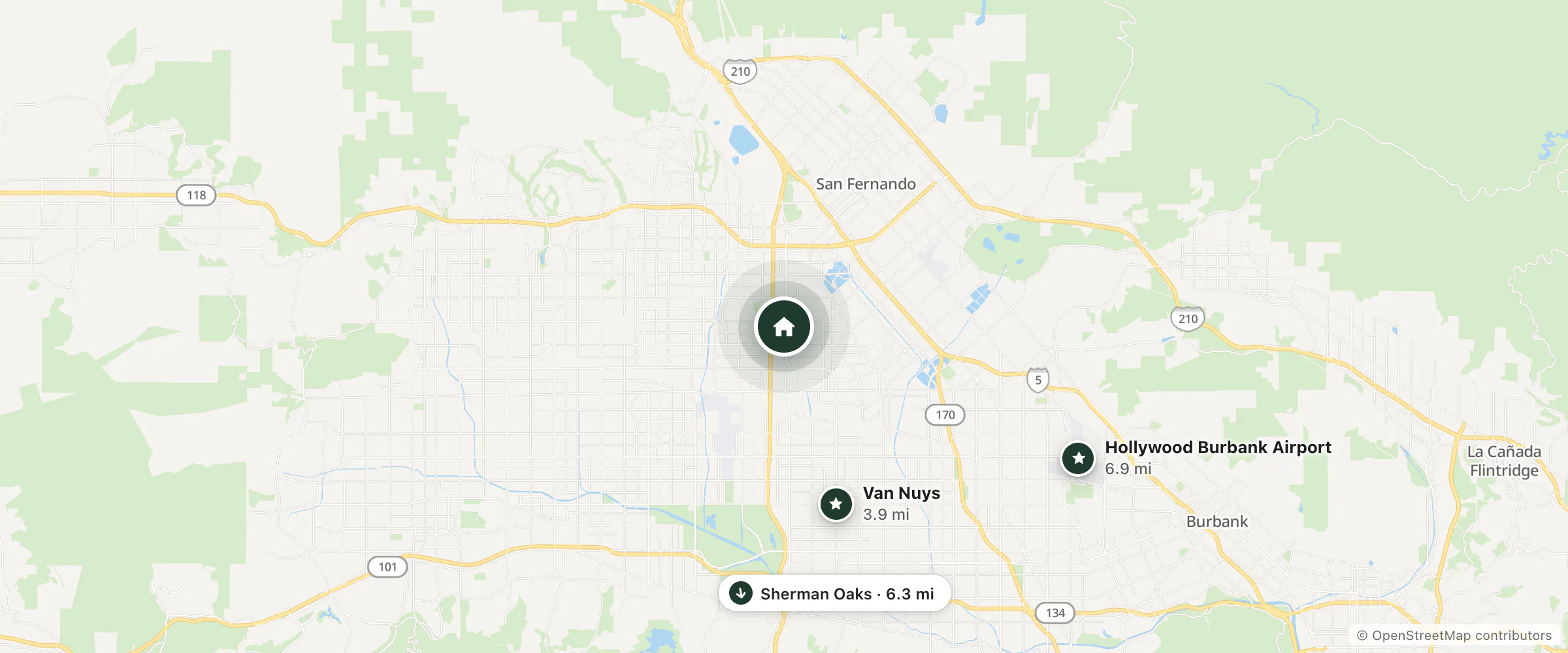 Map of Hometown Inn and nearby Van Nuys, Sherman Oaks and Hollywood Burbank Airport