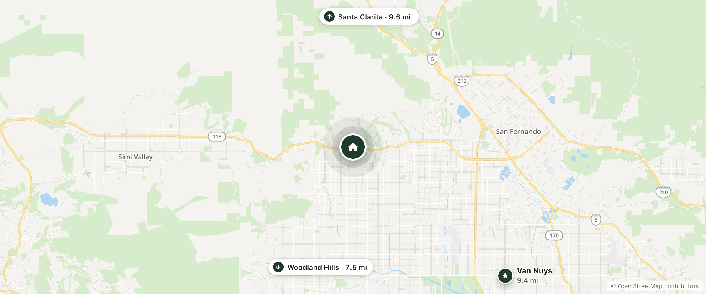Map of Hampton Inn & Suites Porter Ranch Los Angeles and nearby Woodland Hills, Van Nuys and Santa Clarita