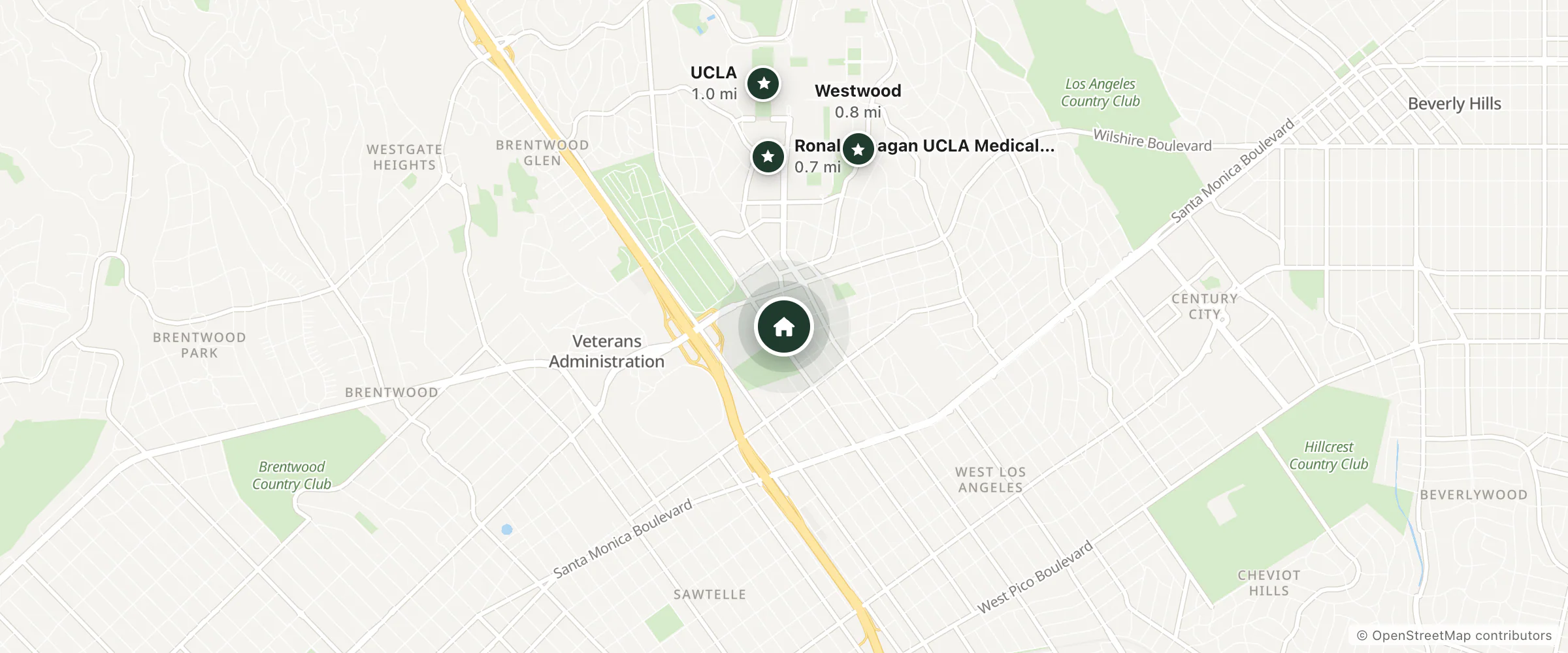 Map of Wellworth Plaza S and nearby Ronald Reagan UCLA Medical Center, Westwood and UCLA
