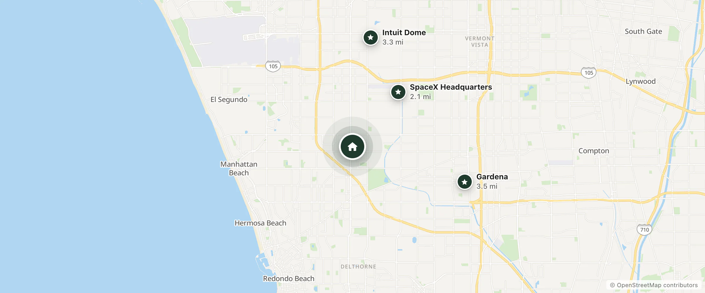 Map of Comfort Inn - Airport and nearby SpaceX Headquarters, Intuit Dome and Gardena