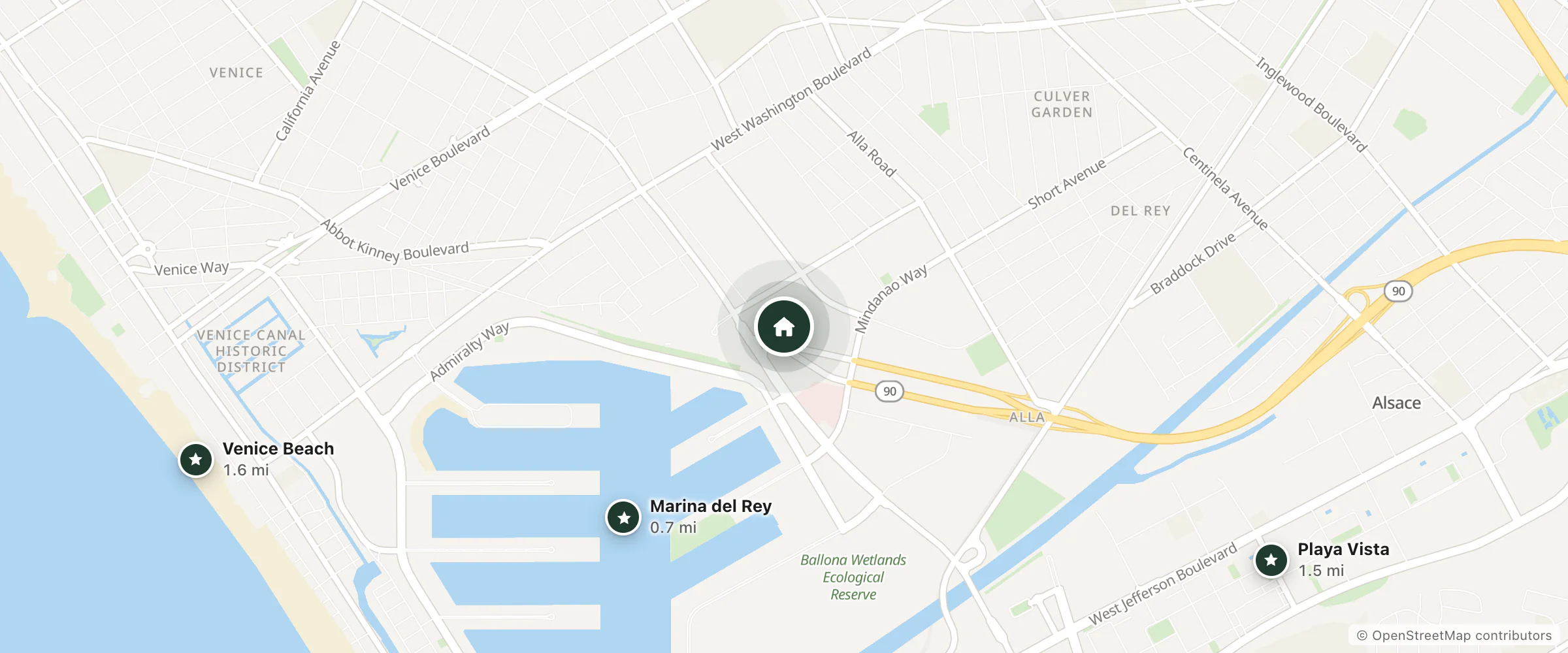 Map of Hotel Mdr Marina Del Rey - A Doubletree By Hilton and nearby Marina del Rey, Playa Vista and Venice Beach