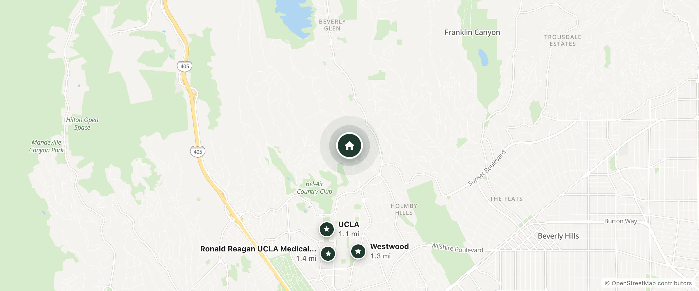 Map of Mshaari's Casa 🌴 and nearby UCLA, Westwood and Ronald Reagan UCLA Medical Center