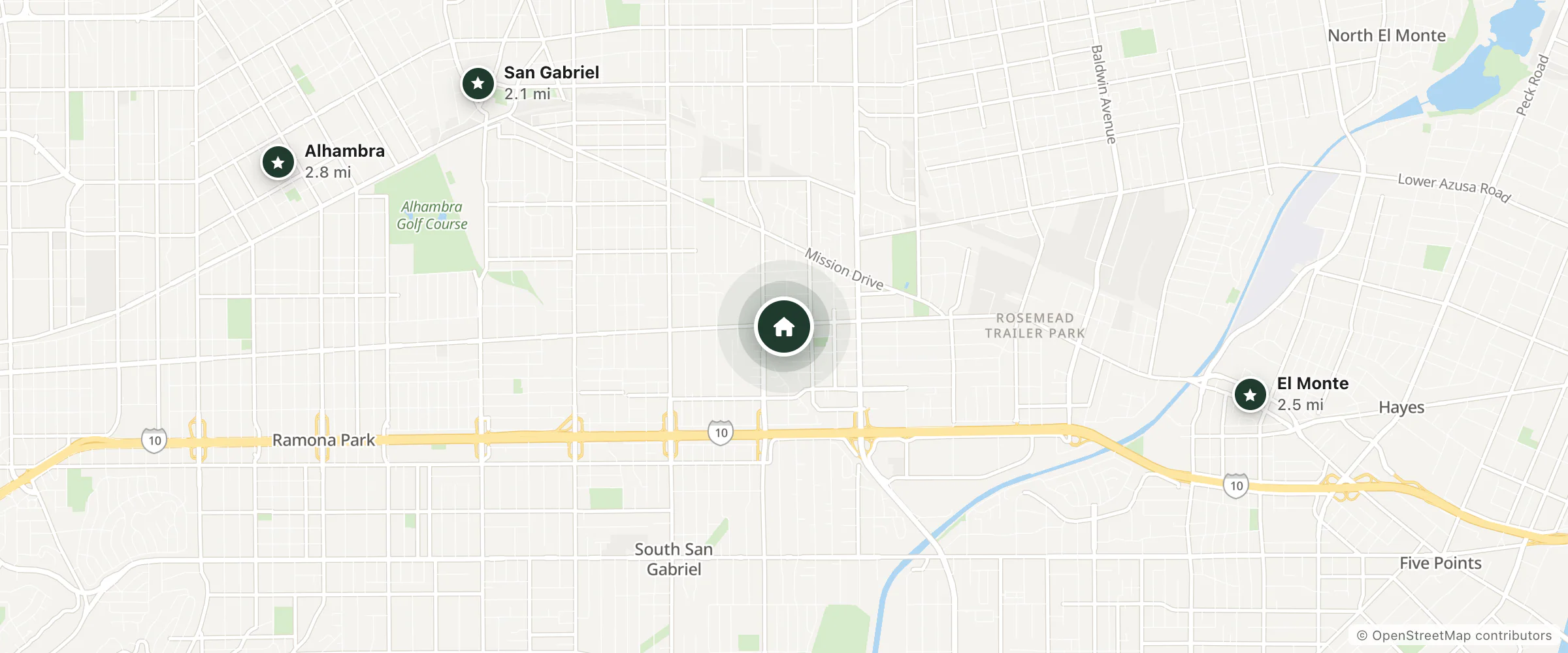 Map of Best Inn and nearby San Gabriel, El Monte and Alhambra