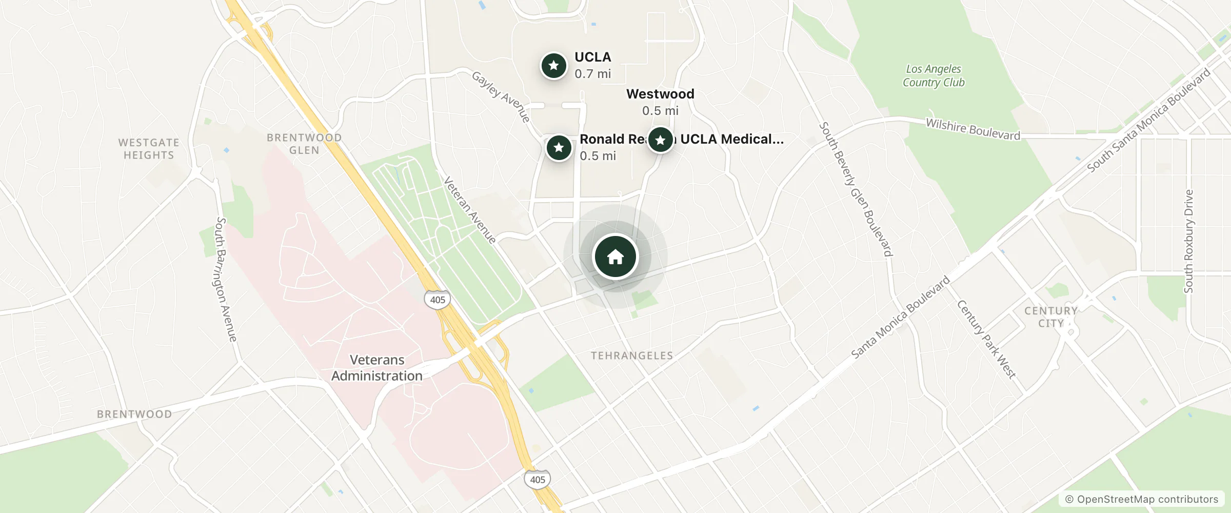 Map of Ramada Los Angeles West and nearby Ronald Reagan UCLA Medical Center, Westwood and UCLA