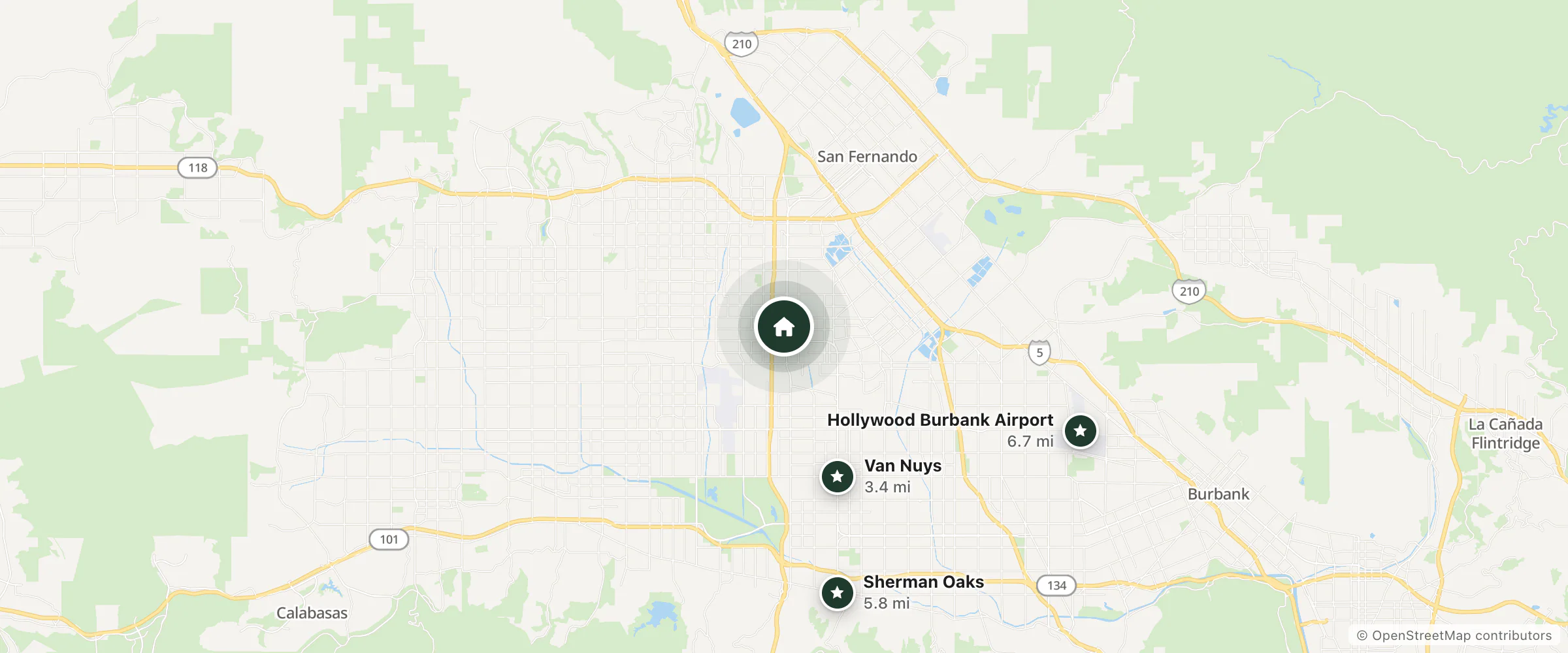 Map of Sepulveda Inn Motel and nearby Van Nuys, Sherman Oaks and Hollywood Burbank Airport