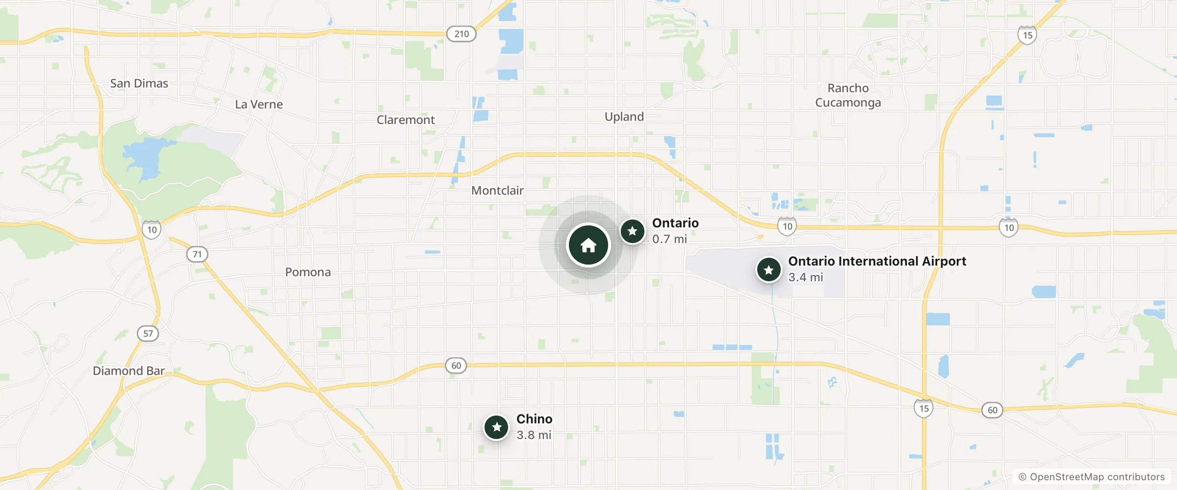 Map of Golden Bear Inn and nearby Ontario, Ontario International Airport and Chino