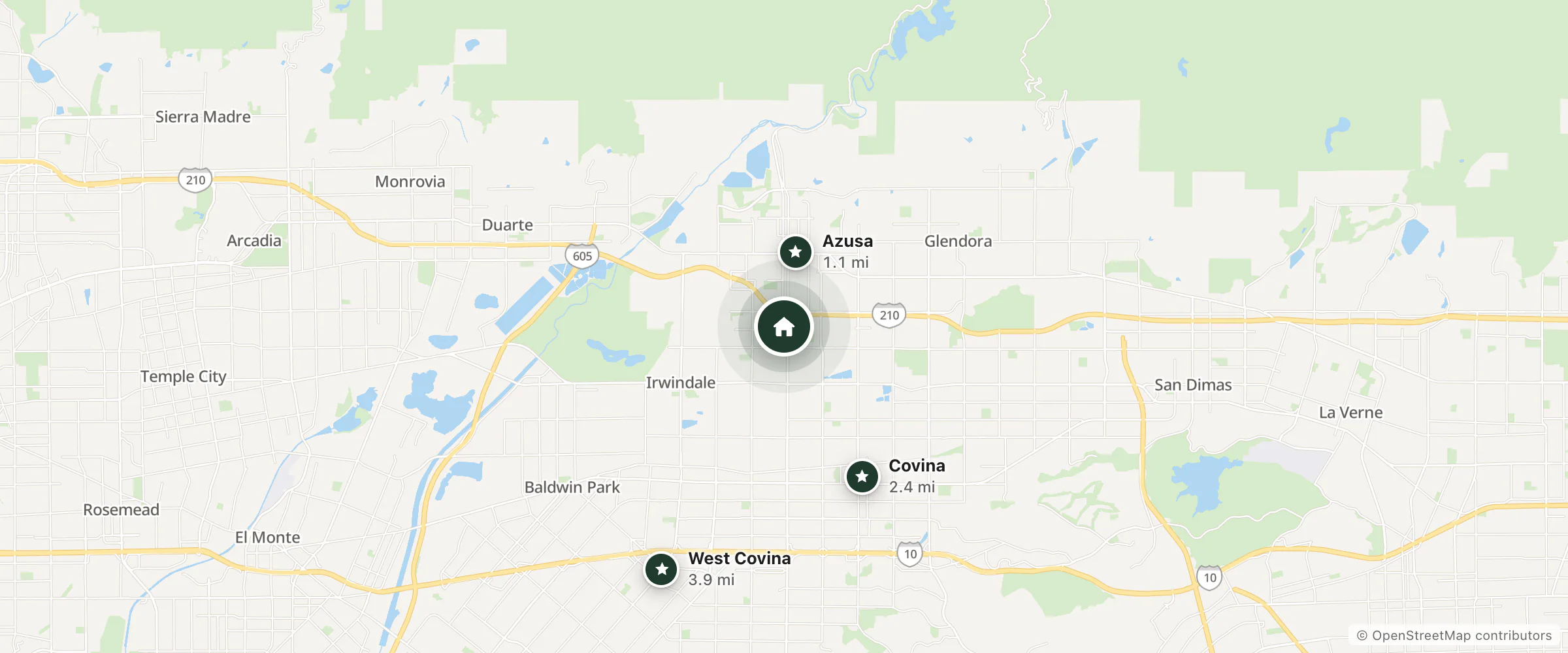 Map of Home2 Suites by Hilton Azusa and nearby Azusa, Covina and West Covina