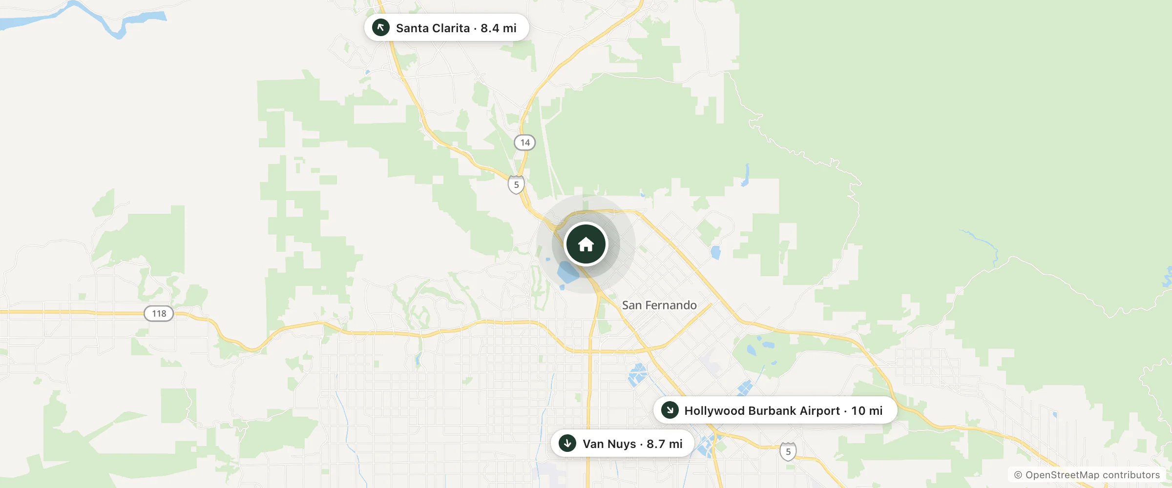 Map of Roxford Motel and nearby Santa Clarita, Van Nuys and Hollywood Burbank Airport