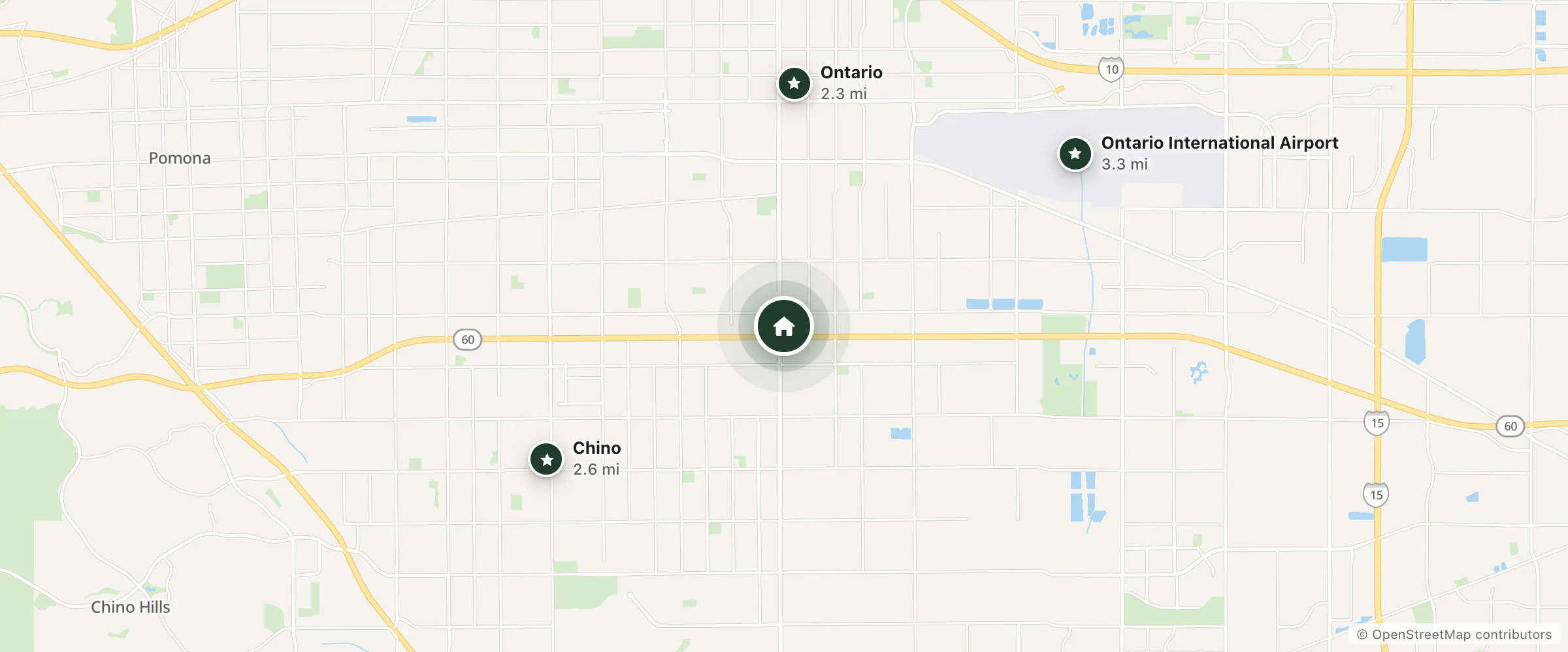 Map of Economy Inn and nearby Ontario, Chino and Ontario International Airport