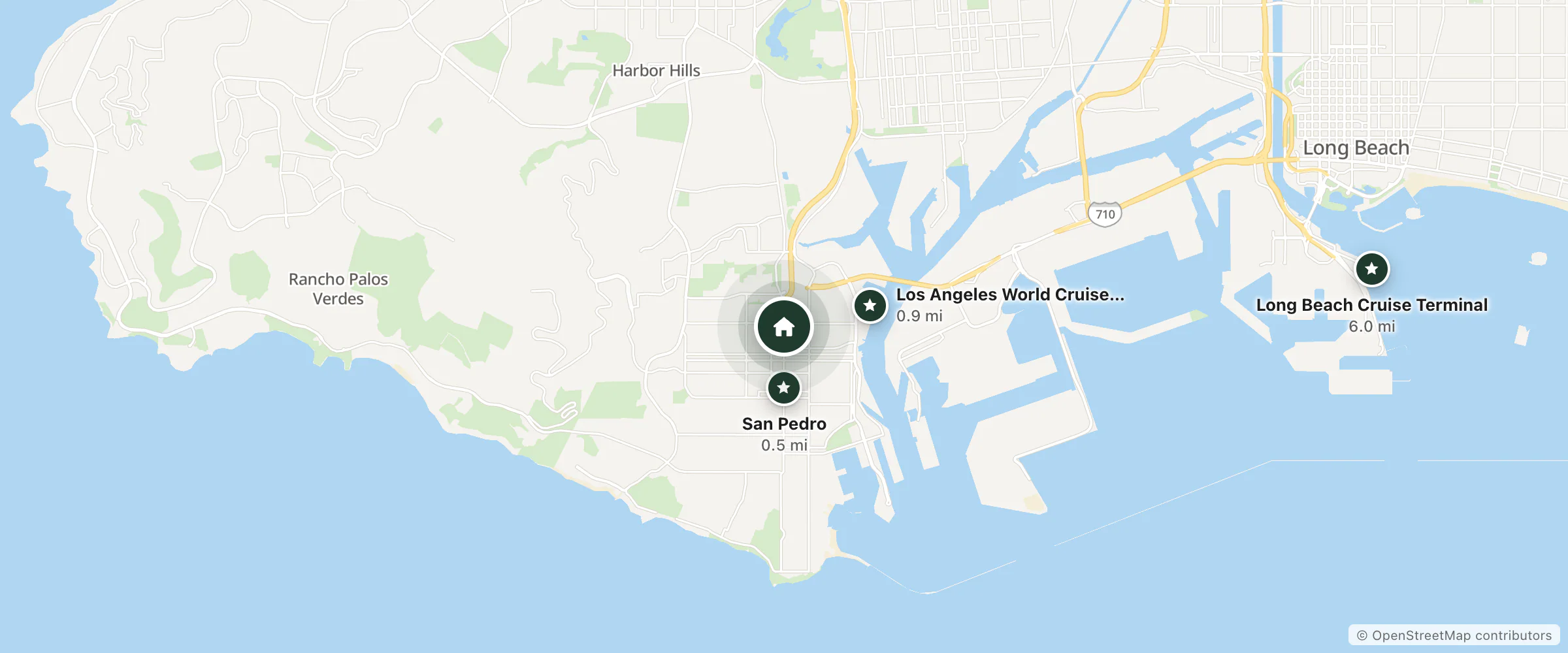 Map of BEST WESTERN Plus San Pedro Hotel & Suites and nearby San Pedro, Los Angeles World Cruise Center and Long Beach Cruise Terminal
