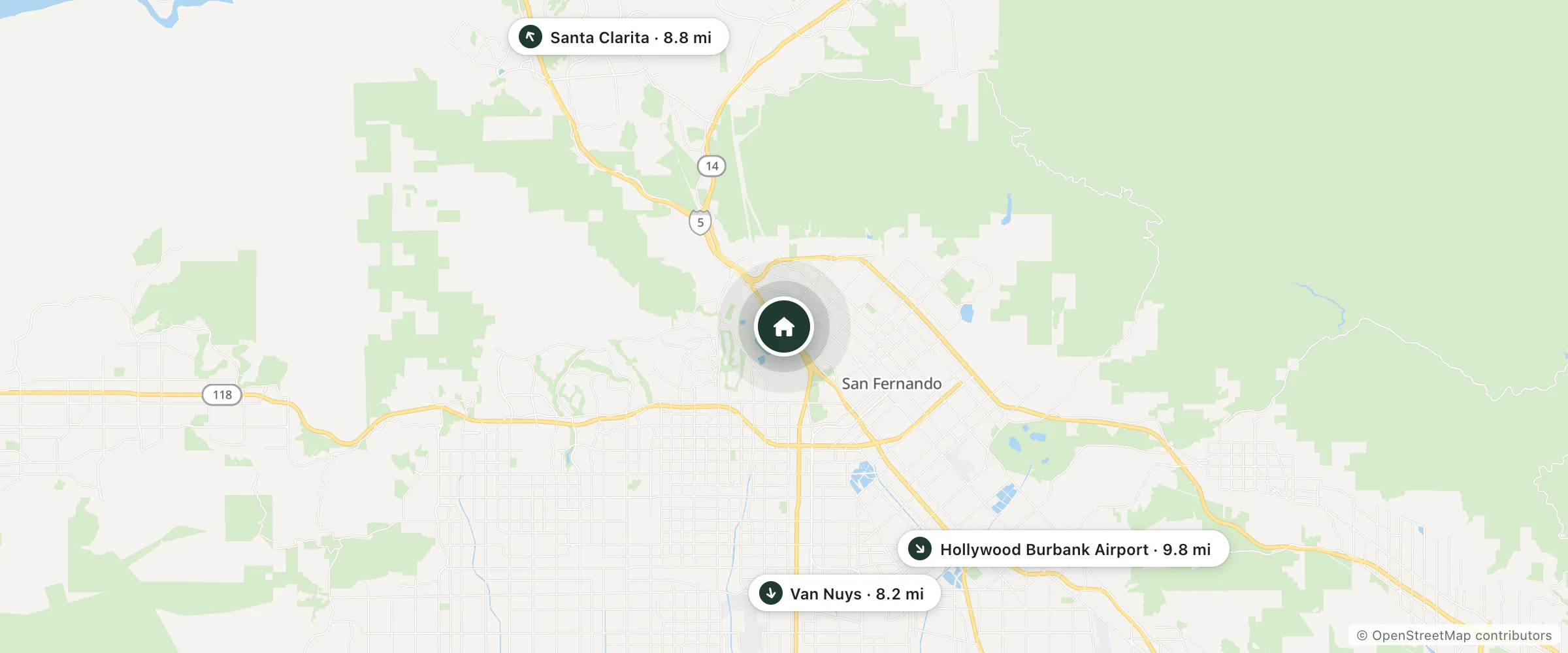 Map of Sylmar Good Nite Inn and nearby Van Nuys, Santa Clarita and Hollywood Burbank Airport