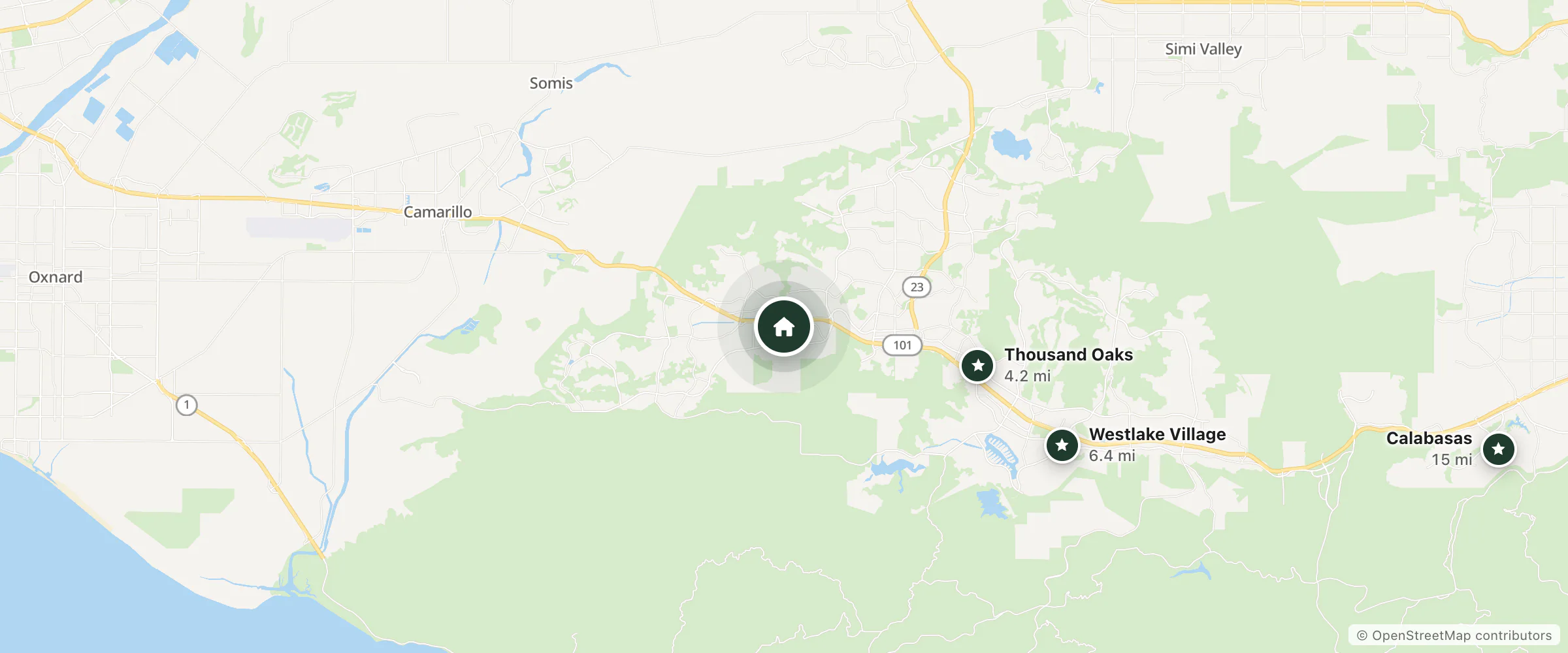 Map of La Quinta Inn and Suites and nearby Thousand Oaks, Westlake Village and Calabasas
