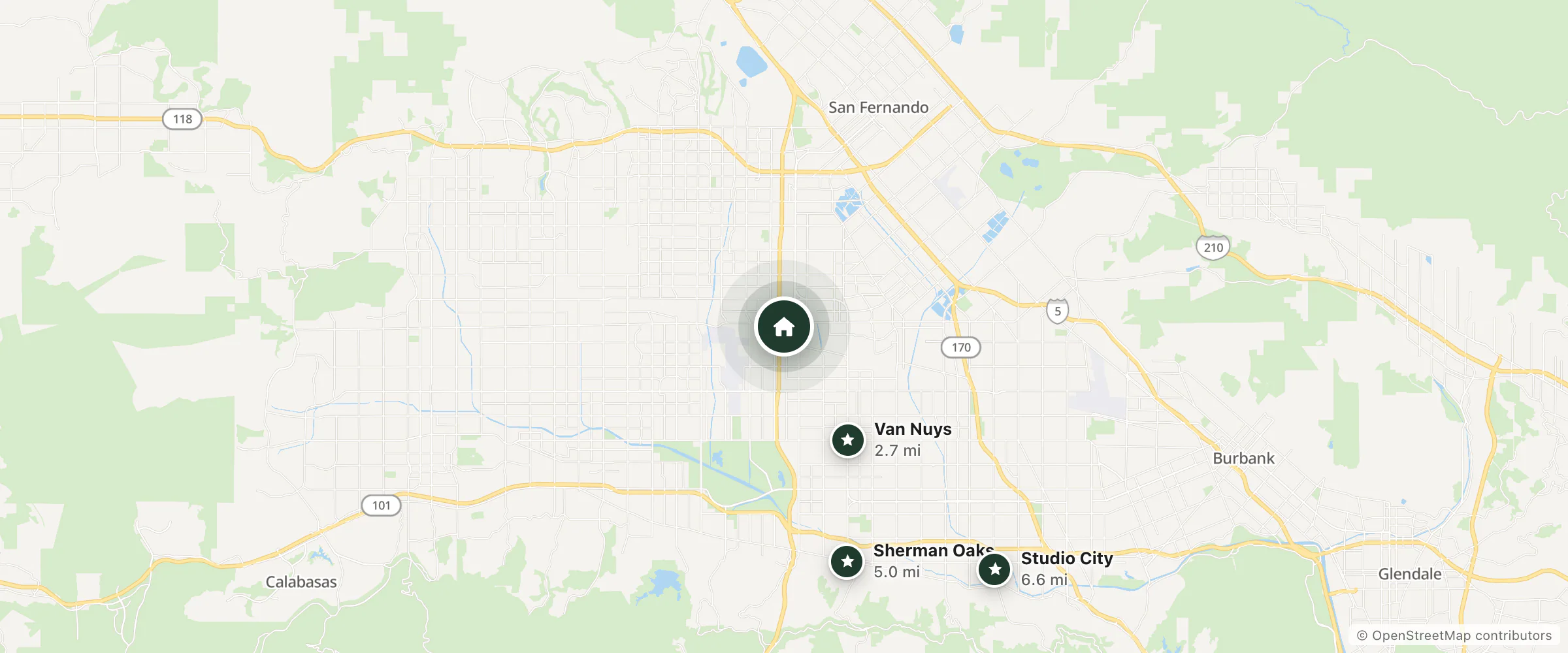 Map of Holiday Inn Express Van Nuys and nearby Van Nuys, Sherman Oaks and Studio City