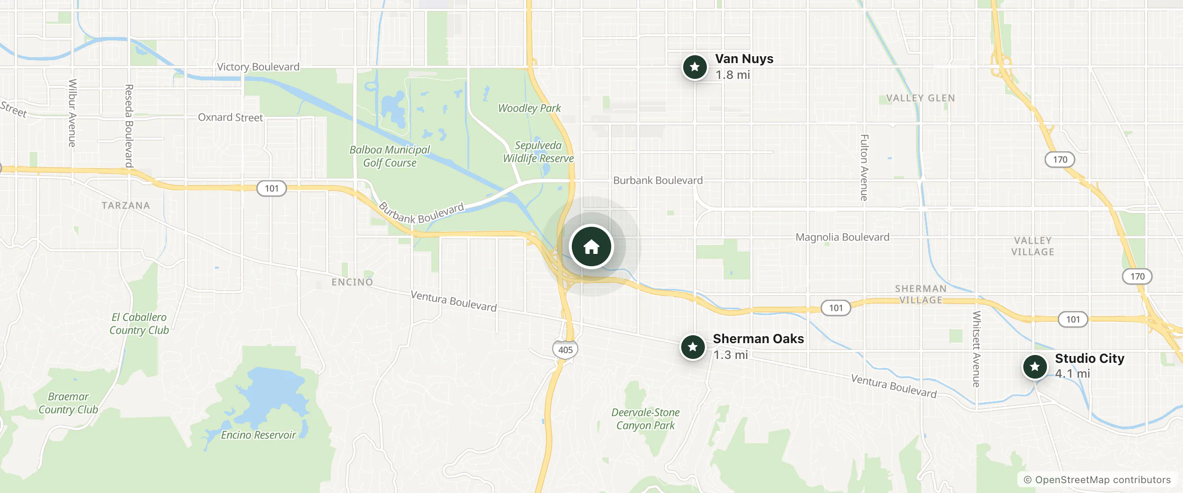 Map of Life Is Good in Los Angeles and nearby Sherman Oaks, Van Nuys and Studio City